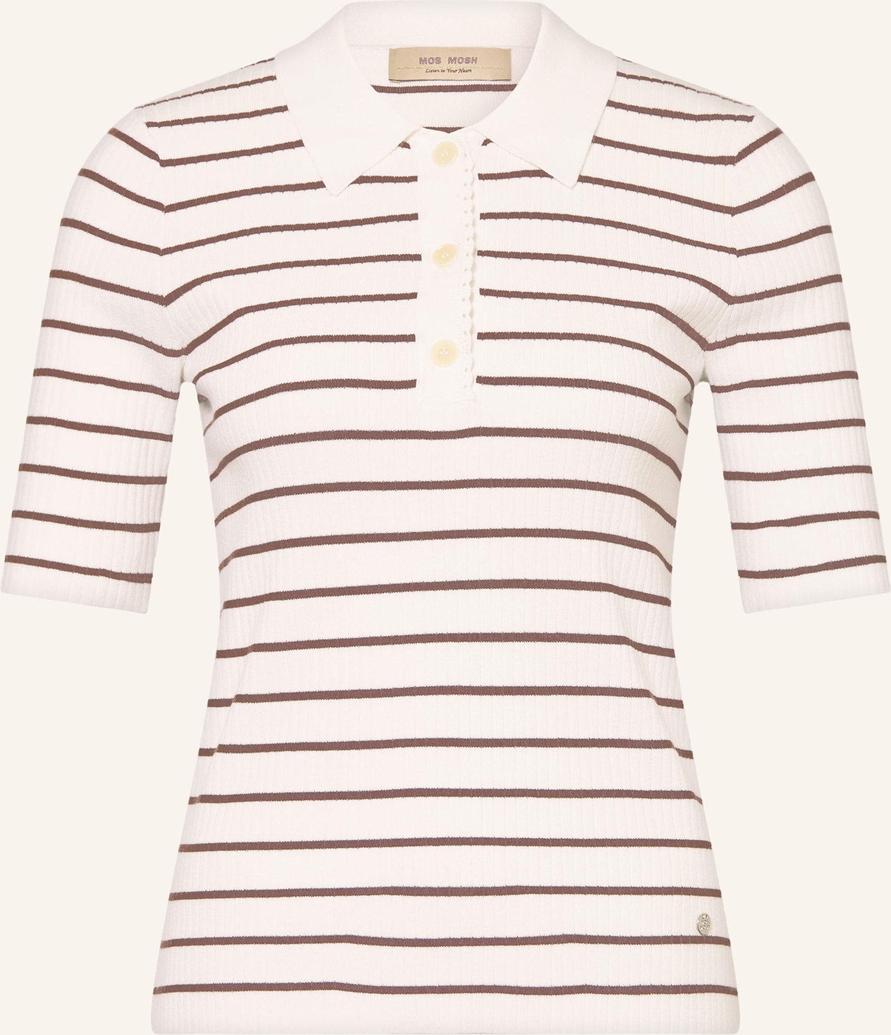 Mos Mosh Strick-Poloshirt Mmcaliz braun