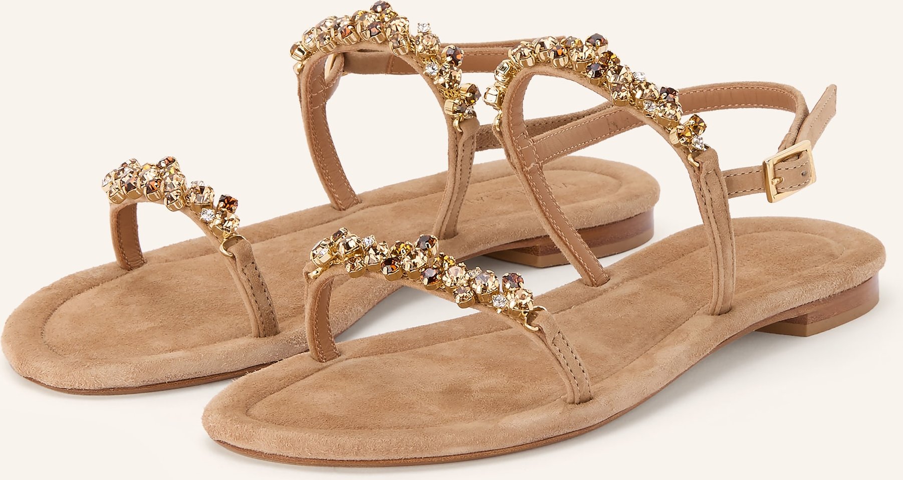 Viamercanti Sandalen Mit Schmucksteinbesatz beige