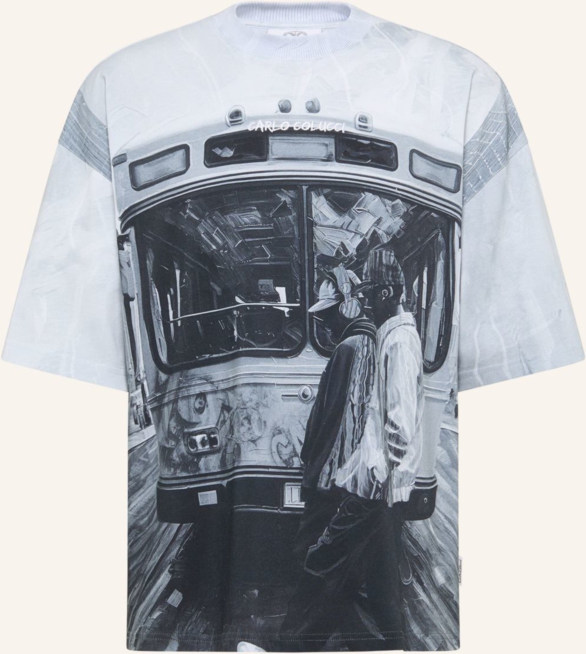 Carlo Colucci Oversize T-Shirt - Impression Of Carlo Ercolin schwarz