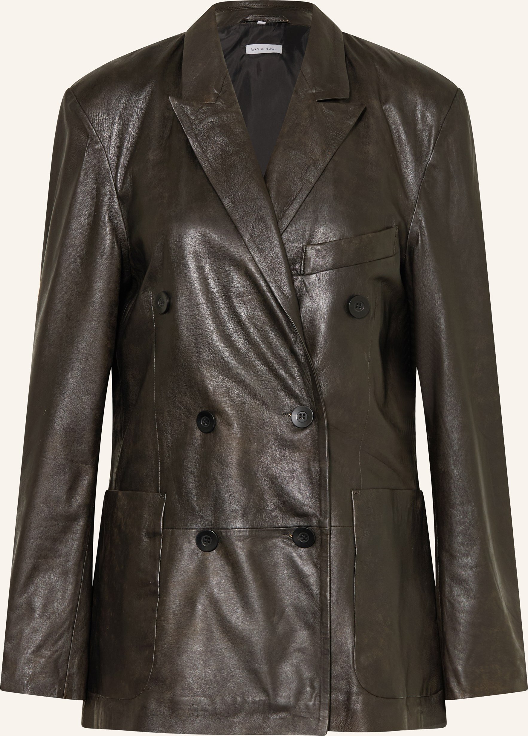 Mrs & Hugs Lederjacke braun