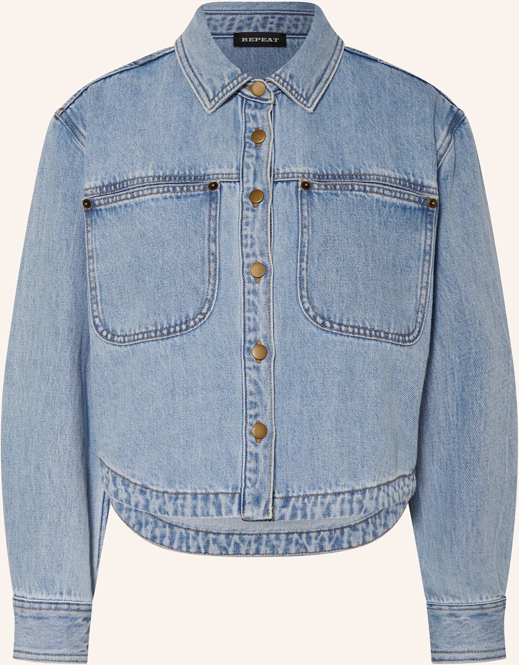 Repeat Cropped-Jeansjacke blau