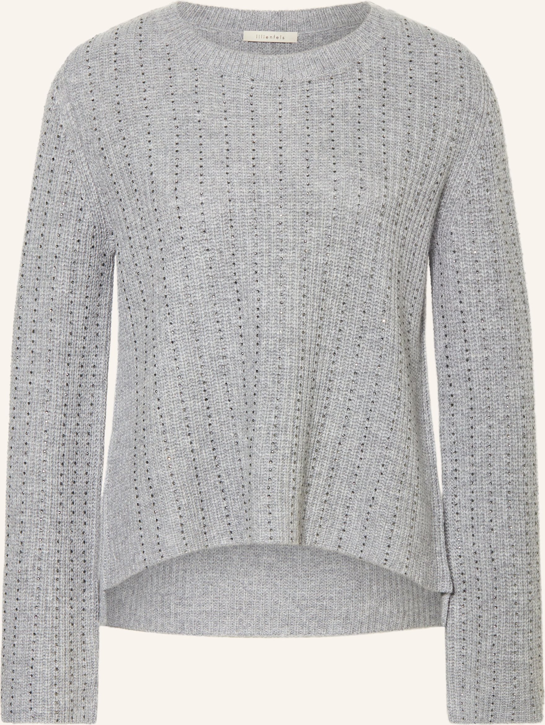 Lilienfels Pullover Aus Merinowolle Mit Schmucksteinen grau