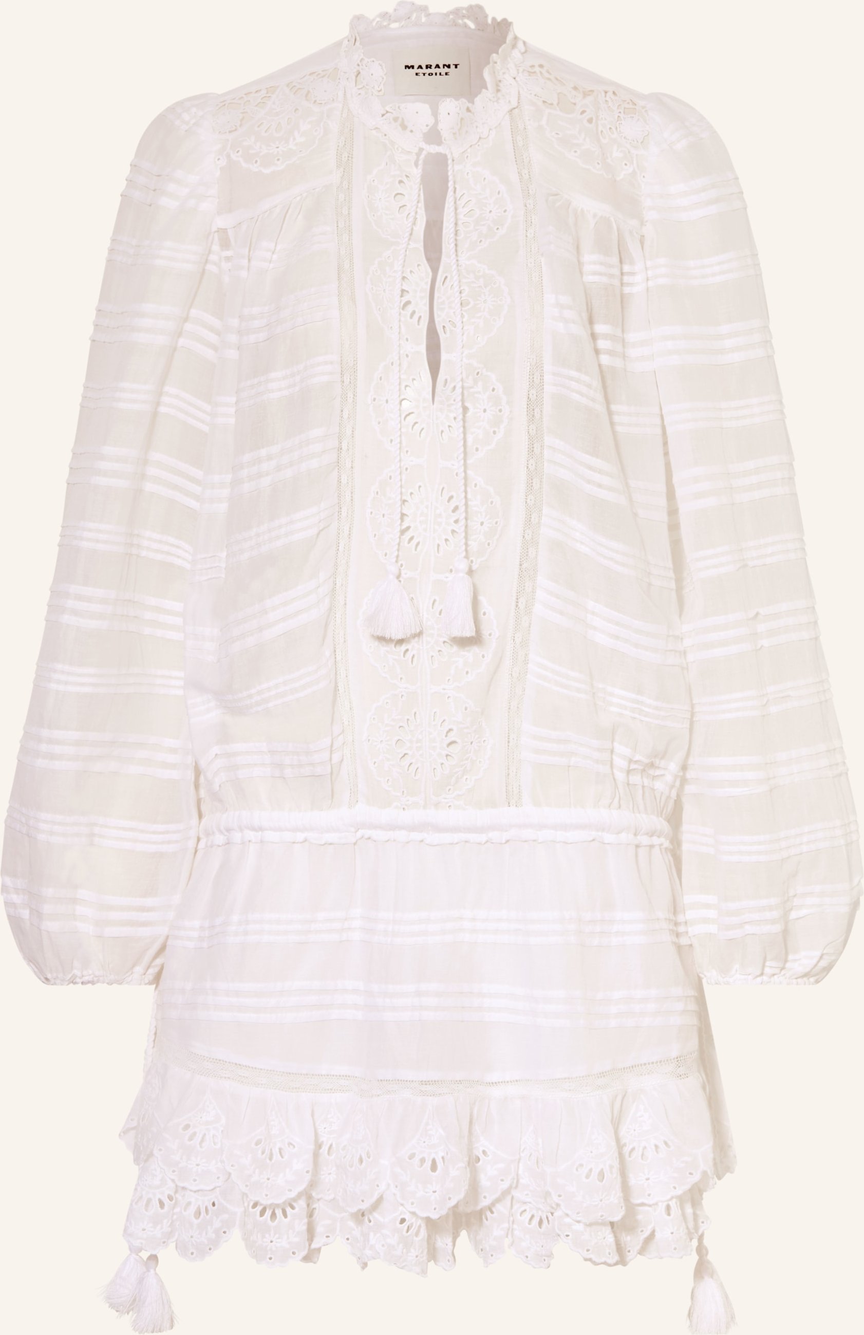Marant Étoile Kleid Preya Mit Lochspitze Und Rüschen weiss