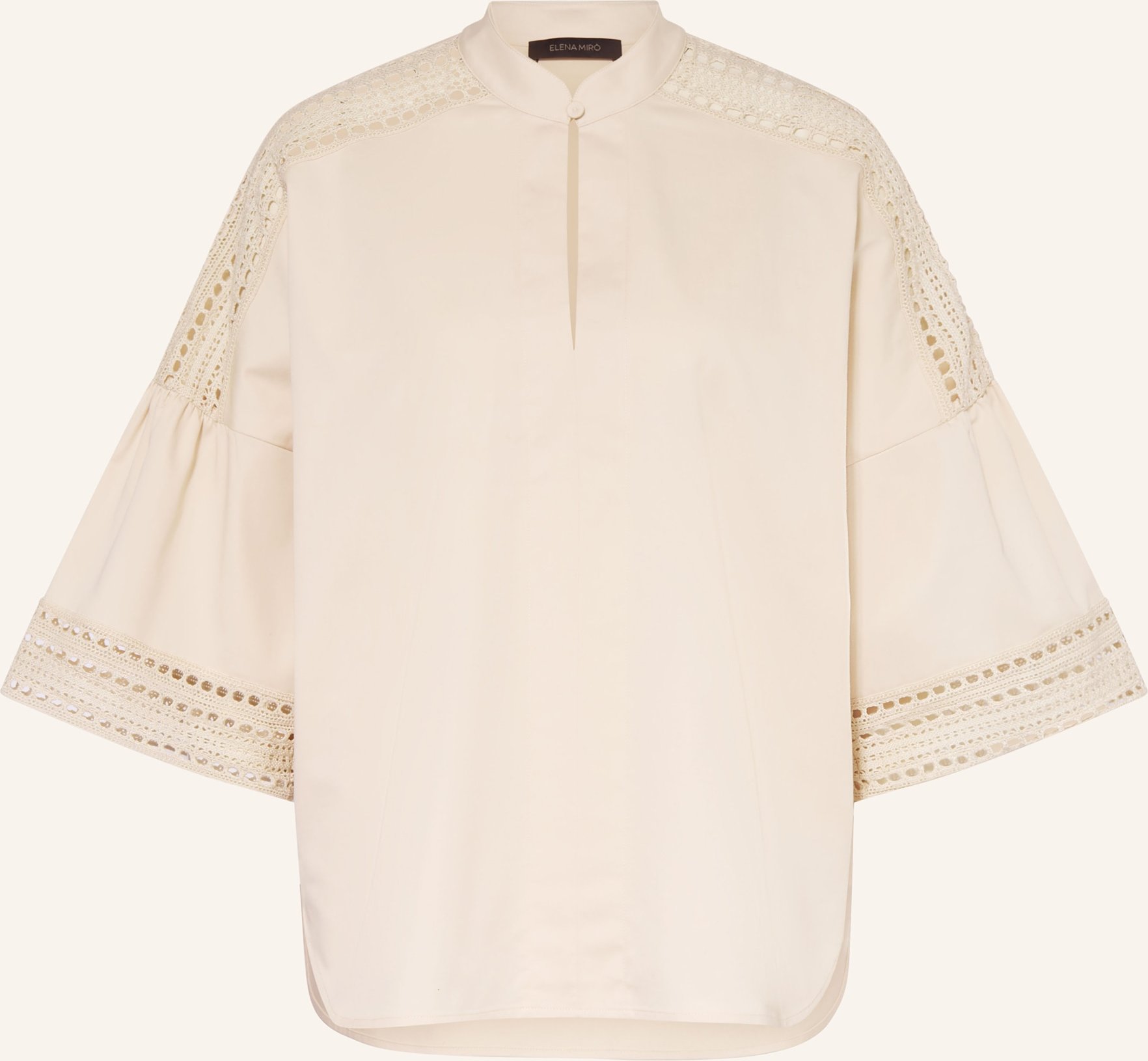 Elena Miro Blusenshirt Mit 3/4-Arm Und Lochspitze beige