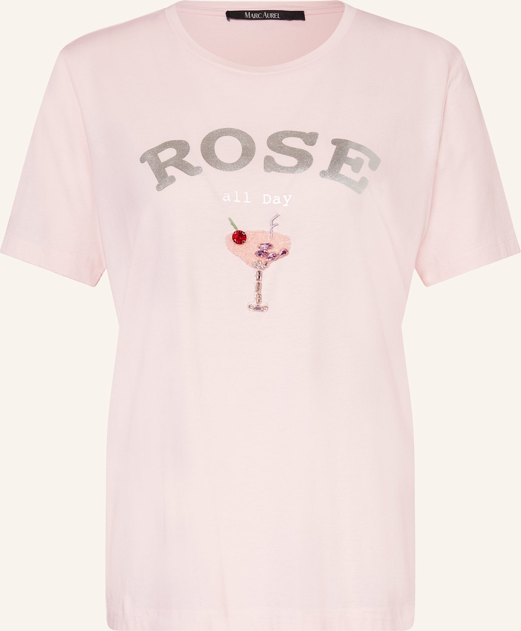 Marc Aurel T-Shirt Mit Schmucksteinen rosa
