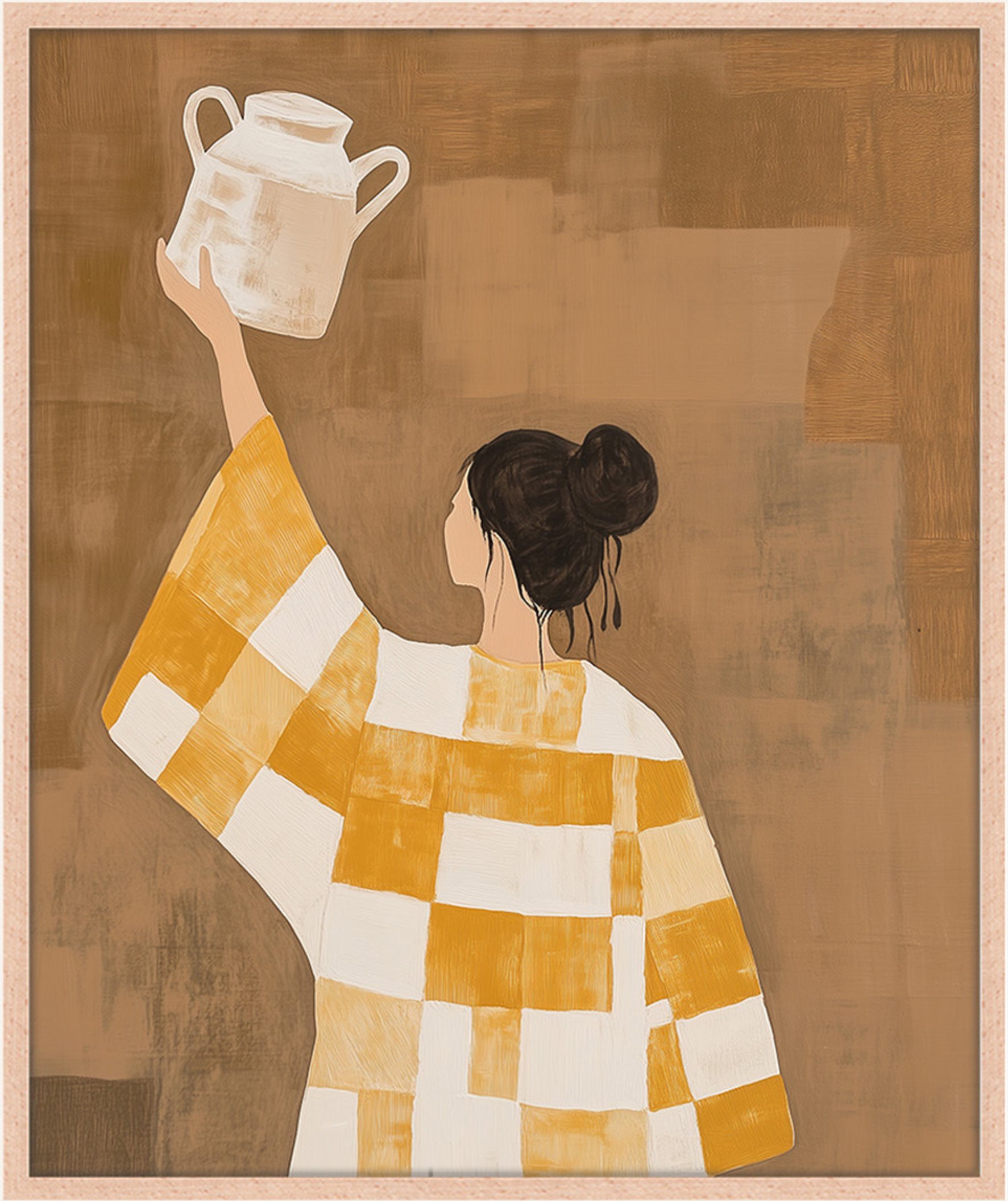 Any Image Wandbild Japandi-Stil Mit Rahmen braun