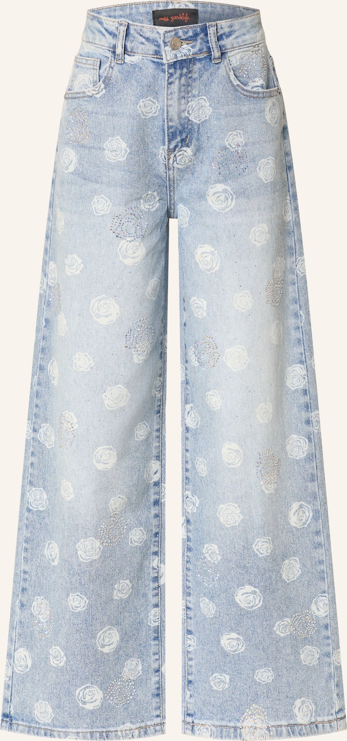 Miss Goodlife Flared Jeans Mit Schmucksteinen blau