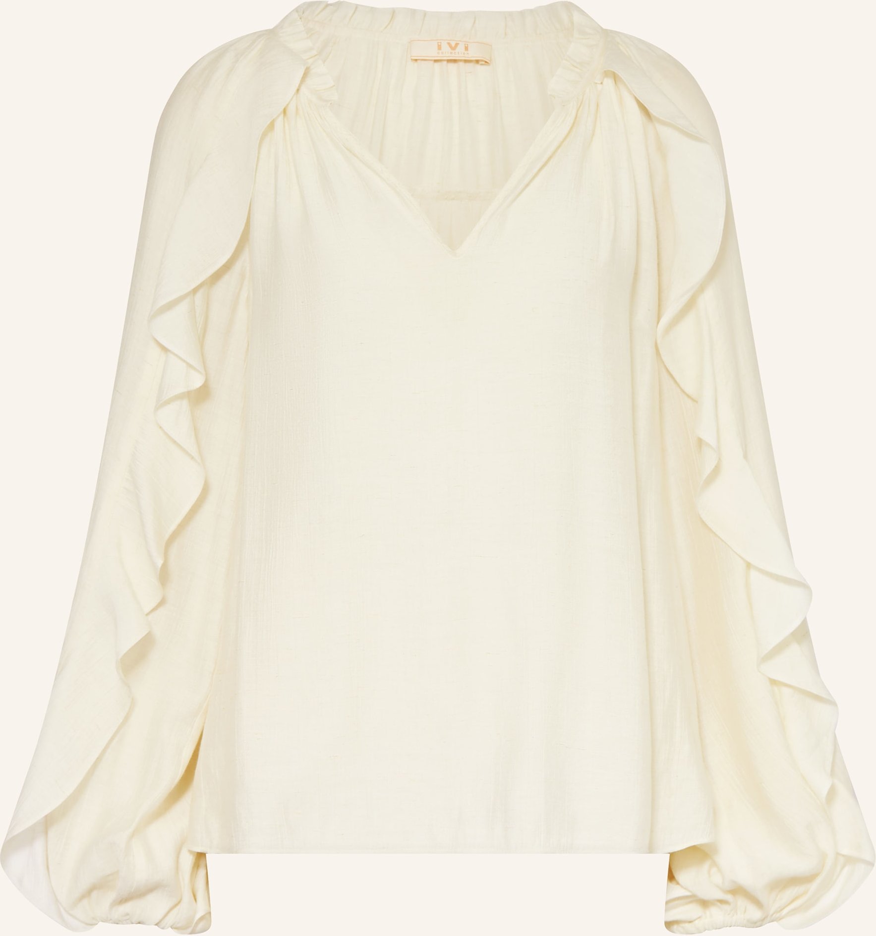 Ivi Collection Blusensirt Mit Volants weiss