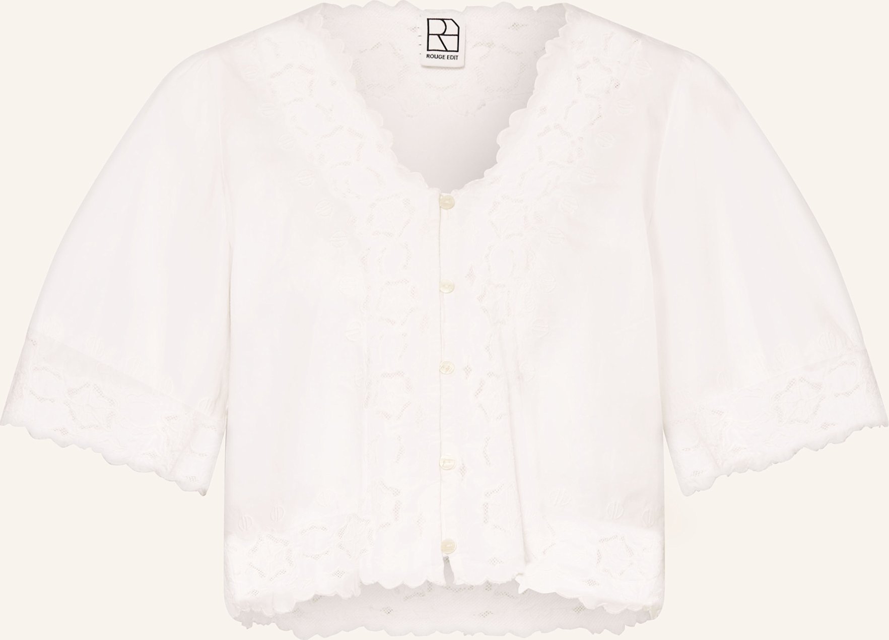 Thumbnail - Rouge Vila Bluse Rouamory Mit Lochspitze weiss