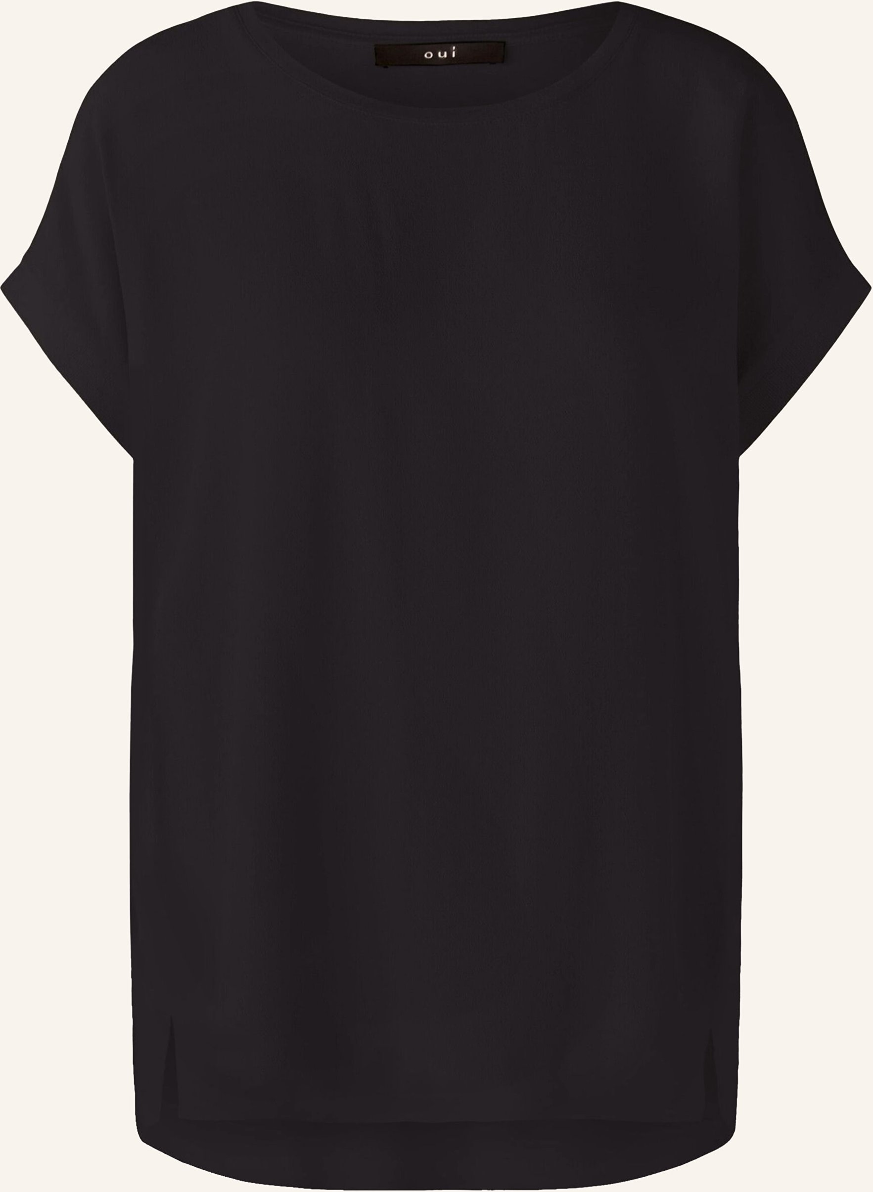 Oui Blusenshirt Im Materialmix schwarz