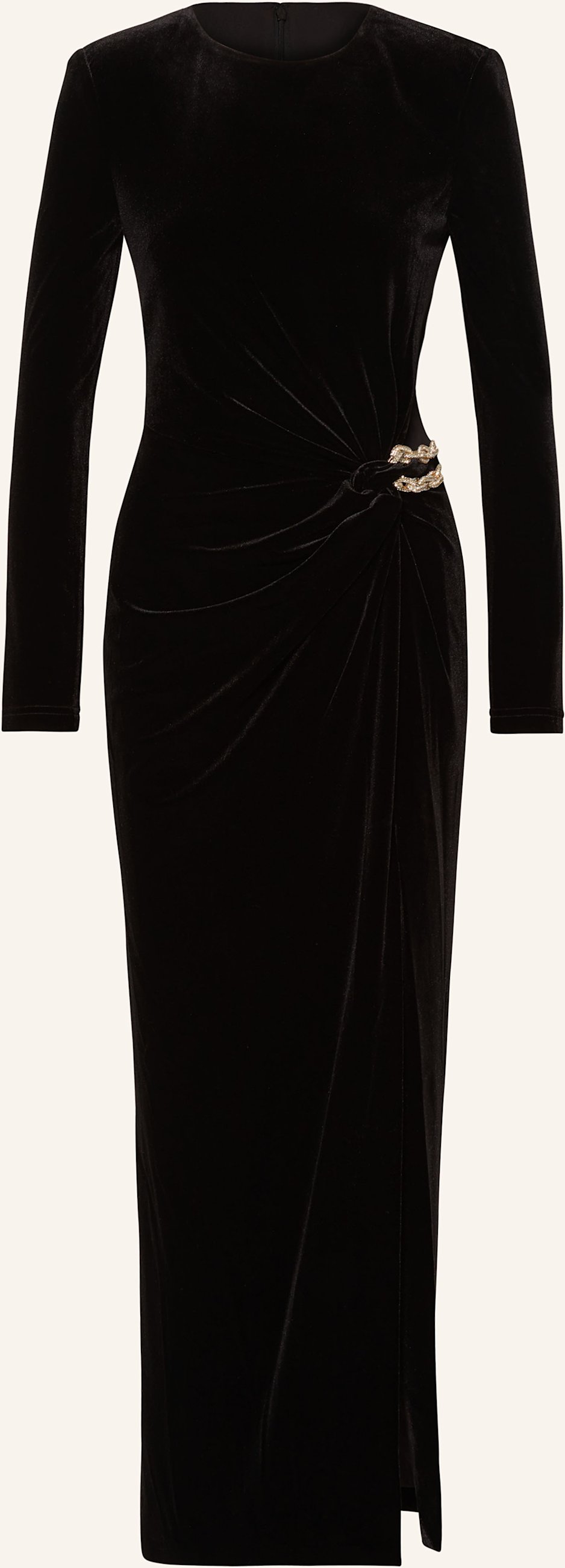 Thumbnail - Self-Portrait Samtkleid Mit Cut-Out schwarz