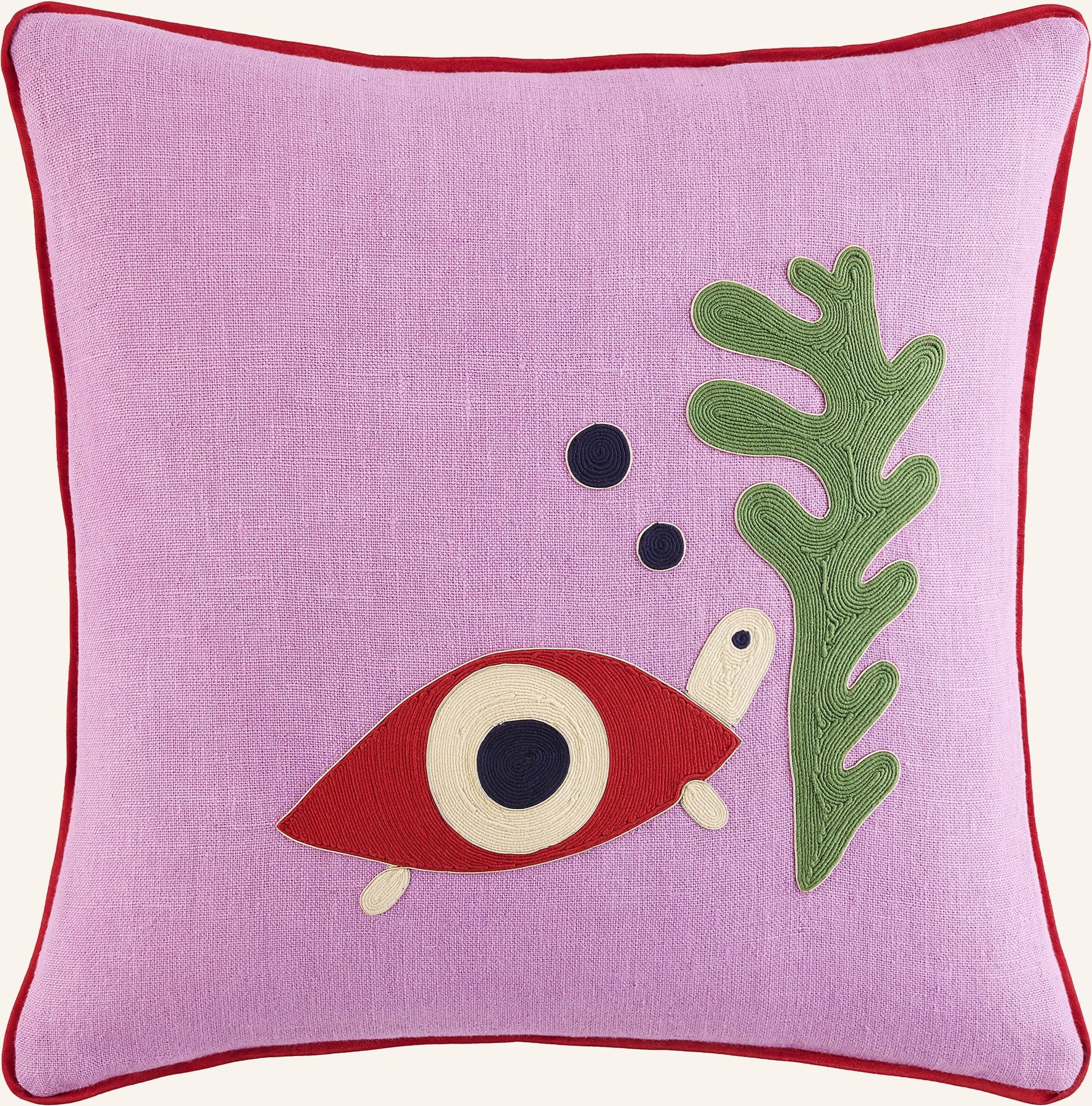 Jonathan Adler Dekokissen Playa Turtle Aus Leinen rosa