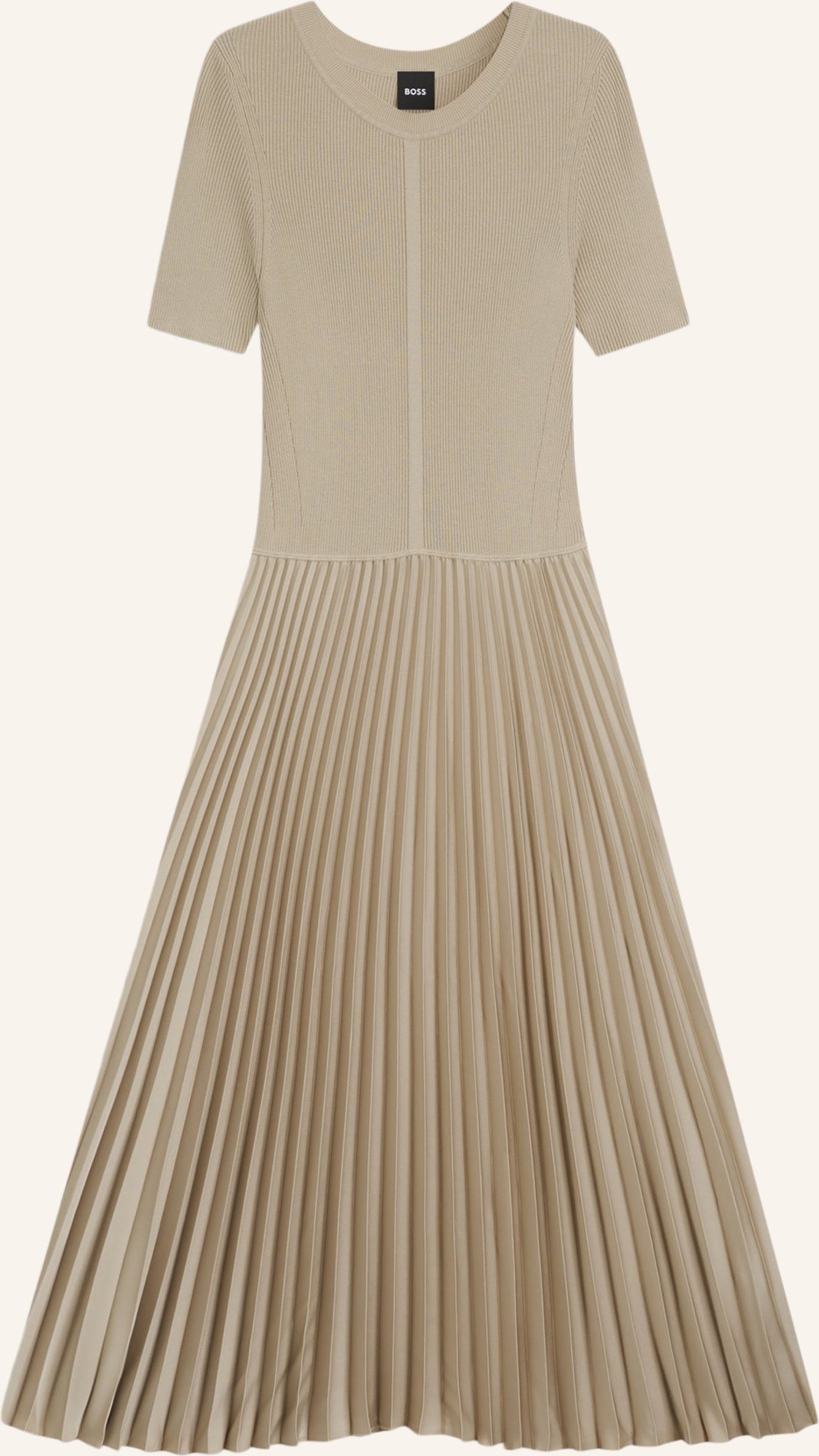 Boss Kleid Fadridi Im Materialmix Mit Plissees beige