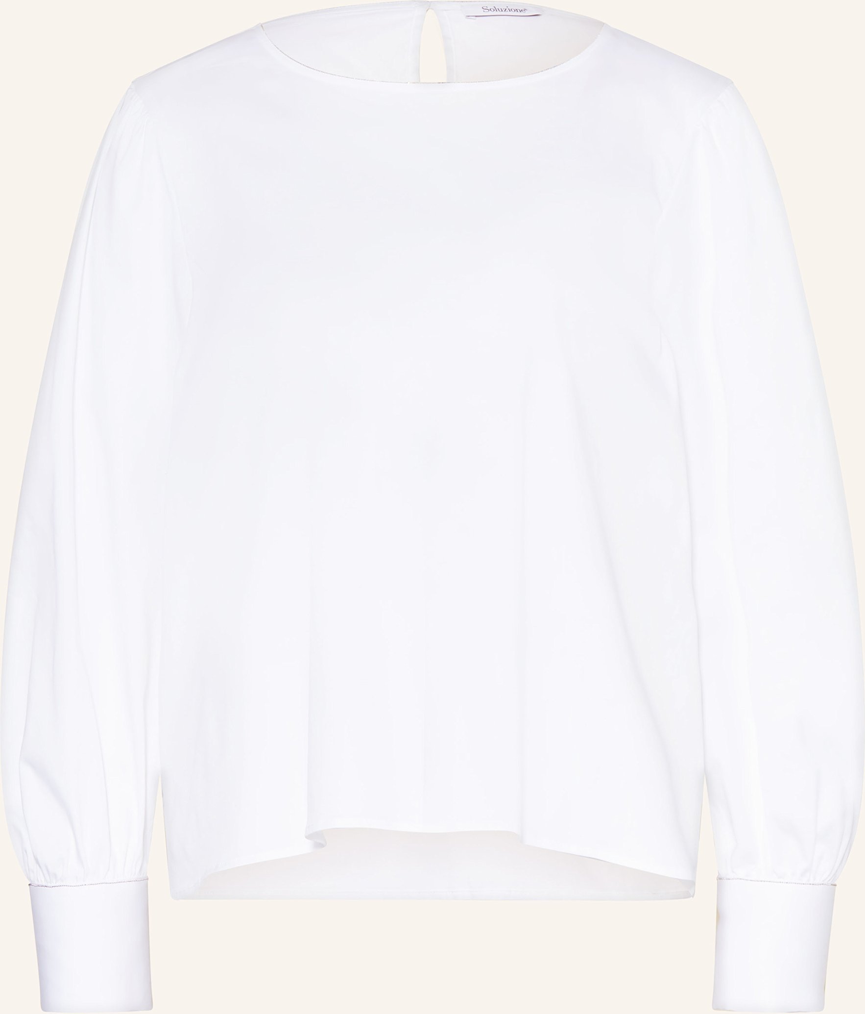 Soluzione Blusenshirt Mit Schmuckperlen weiss