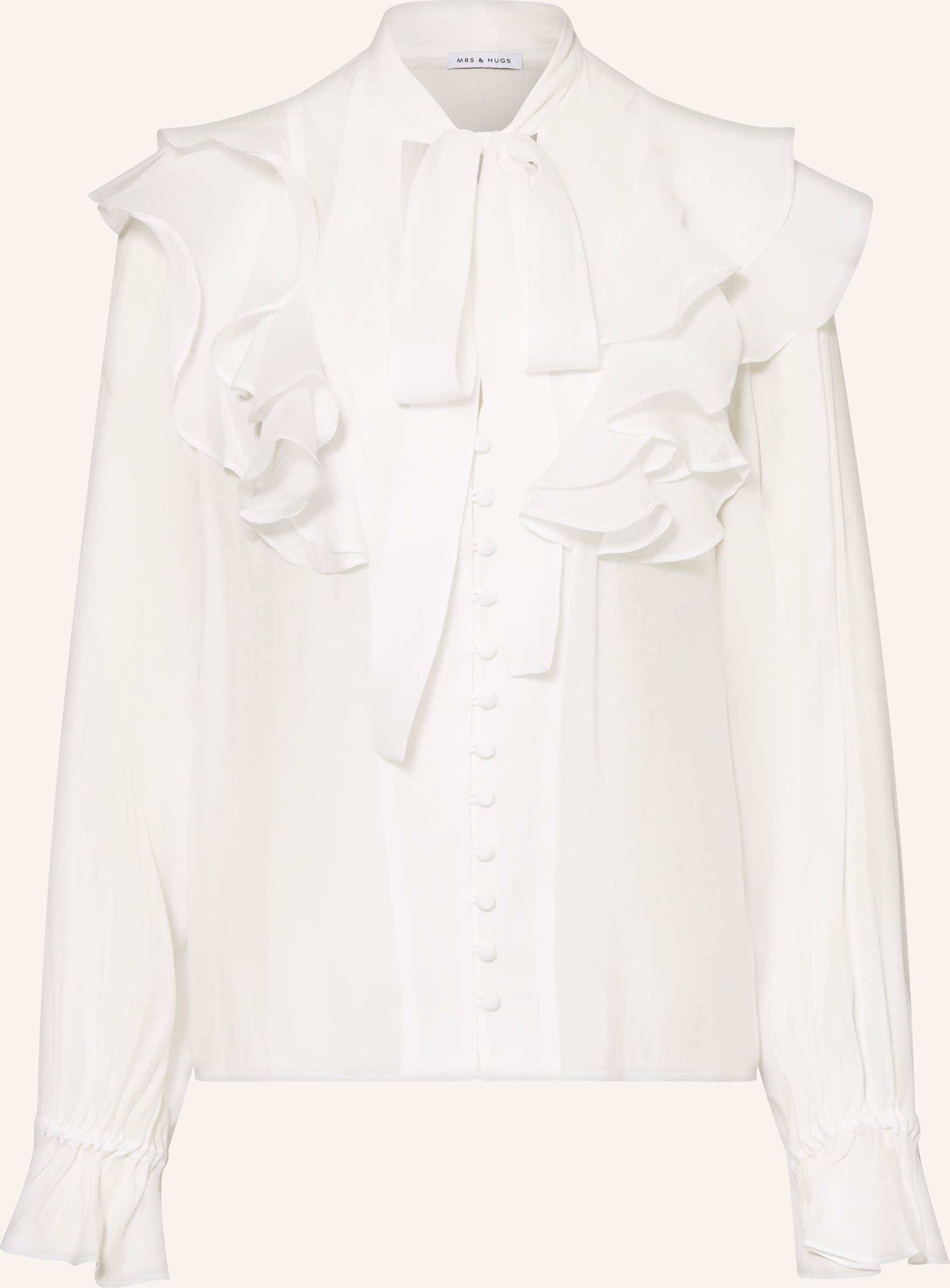 Mrs & Hugs Schluppenbluse Mit Volants weiss