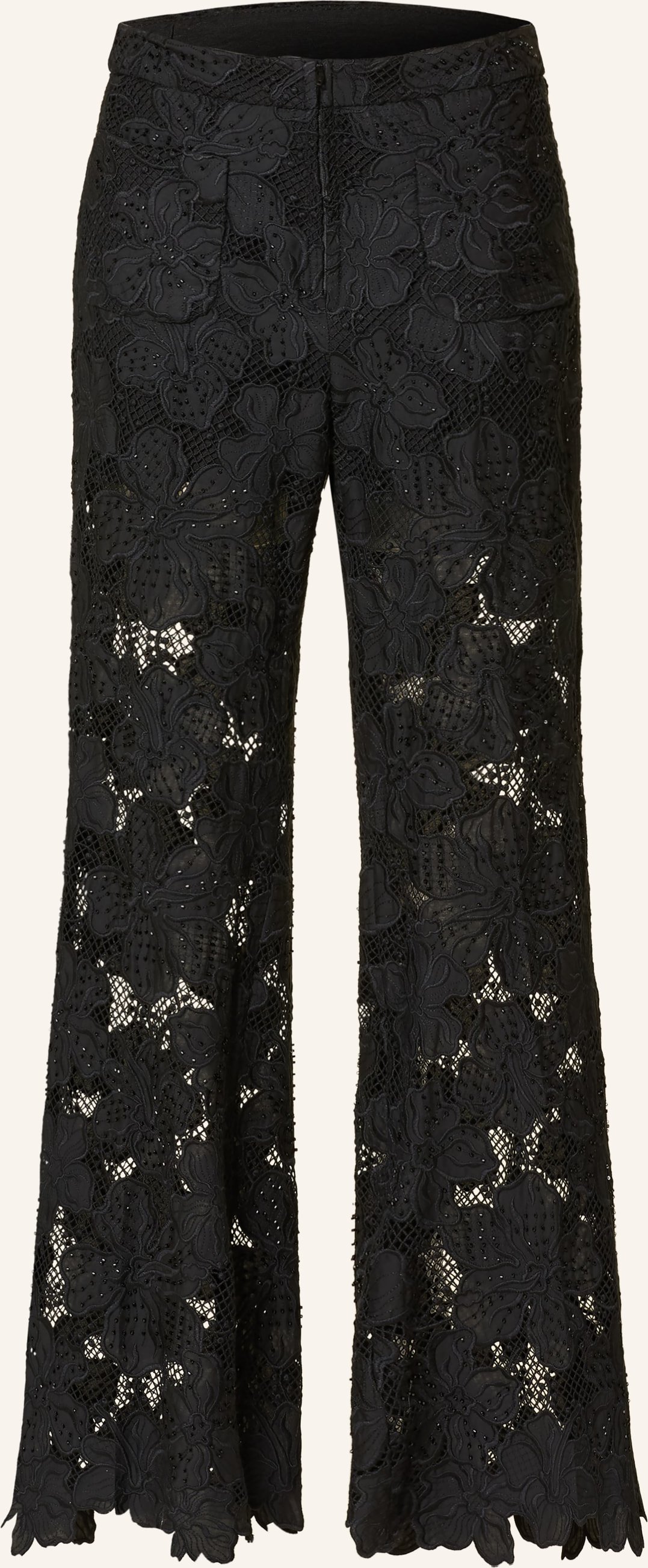 Sandro Marlenehose Aus Spitze Mit Schmucksteinen schwarz