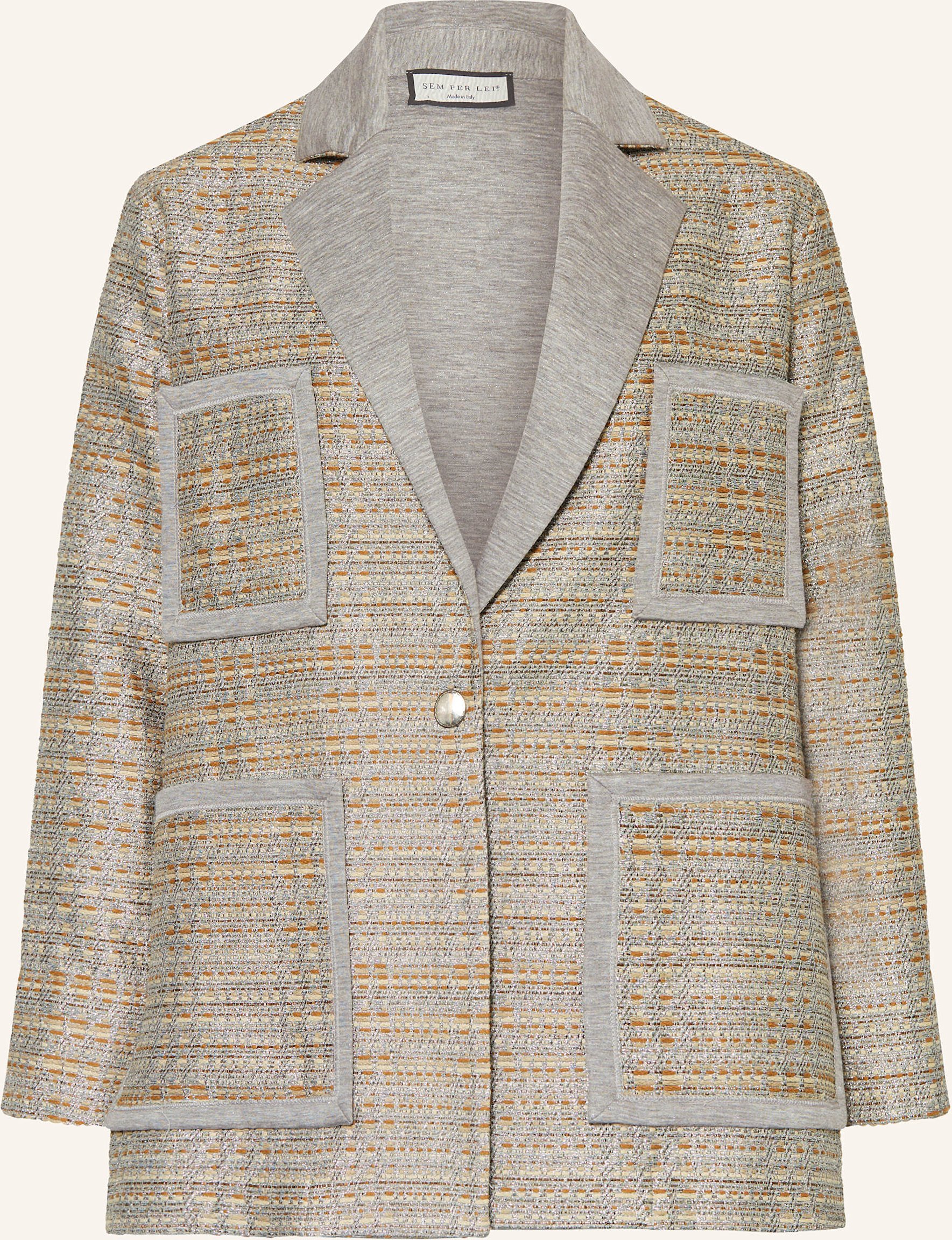 Thumbnail - Sem Per Lei Tweed-Blazer Mit Glitzergarn grau