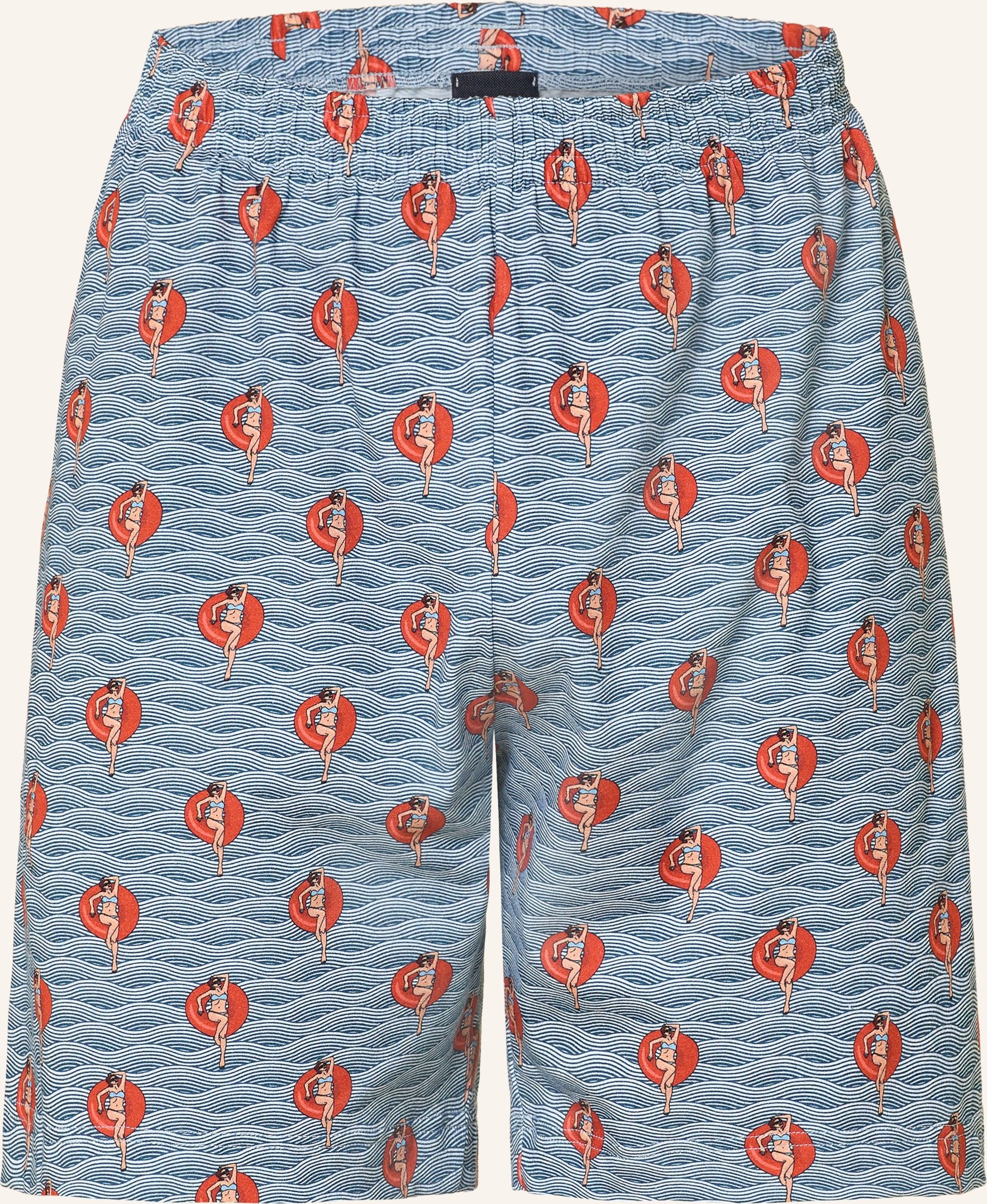 Mey Schlafshorts Serie Wave Swing blau