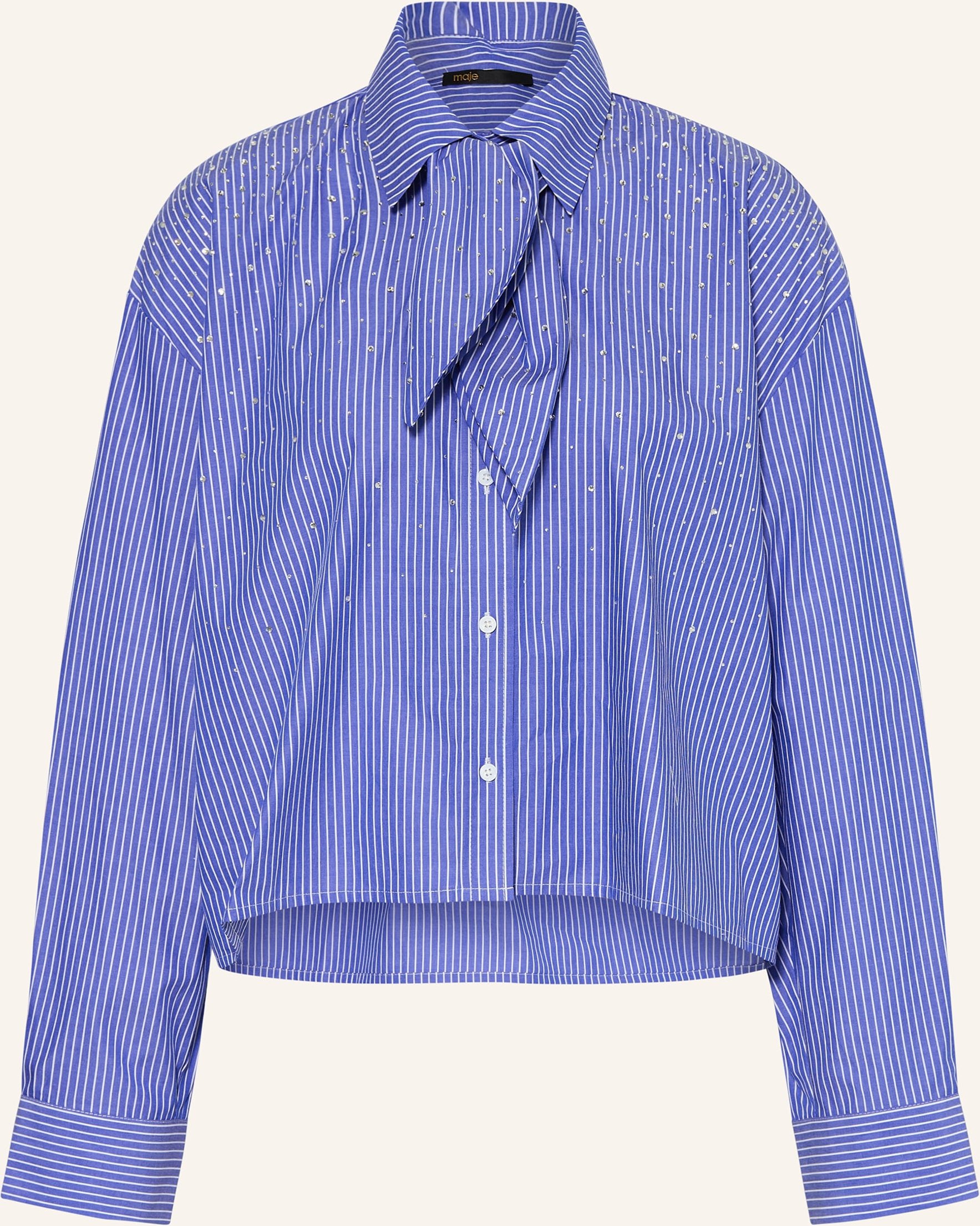 Maje Hemdbluse Mit Abnehmbarer Schluppe Und Schmucksteinen blau