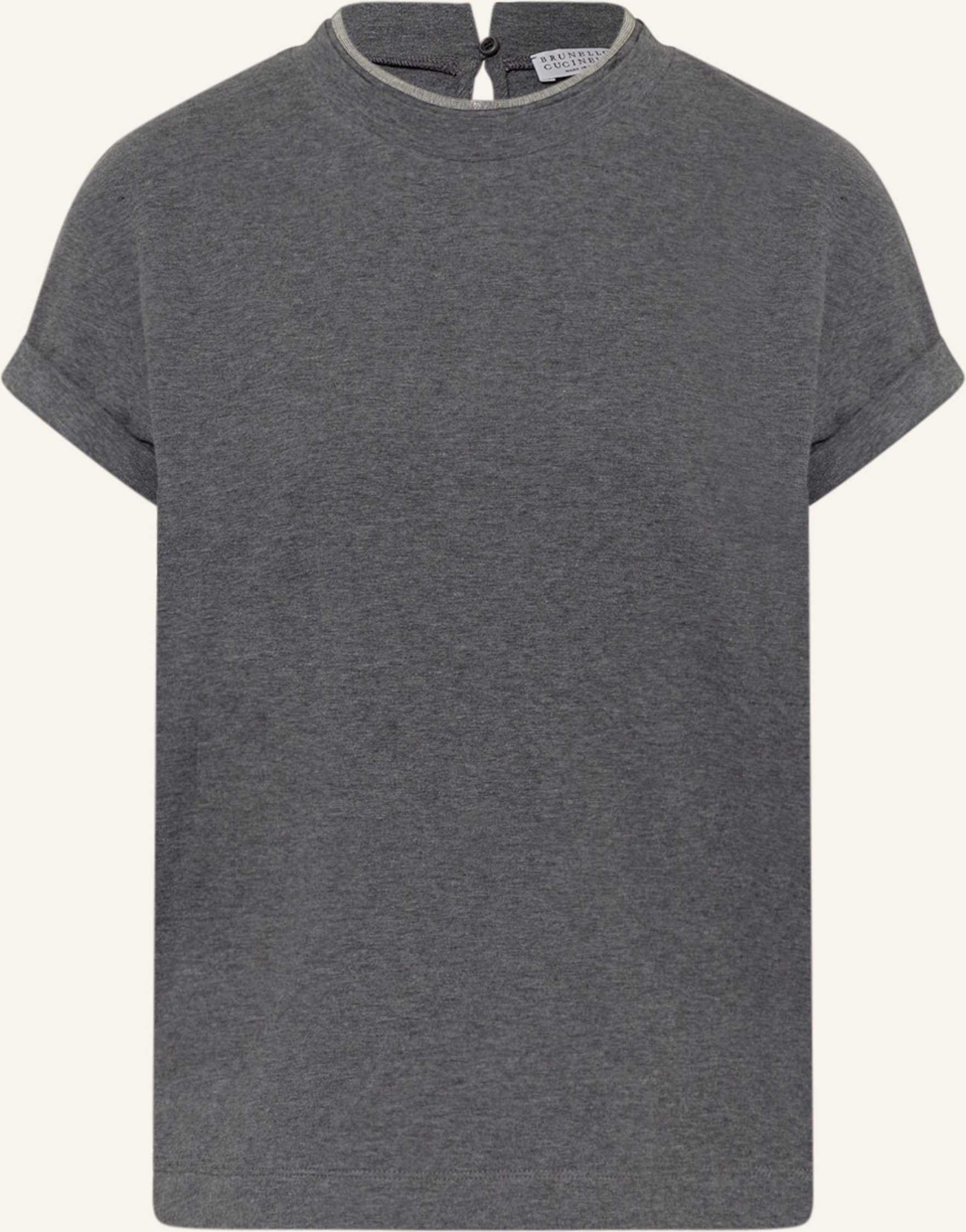 Thumbnail - Brunello Cucinelli T-Shirt Mit Zierperlen grau