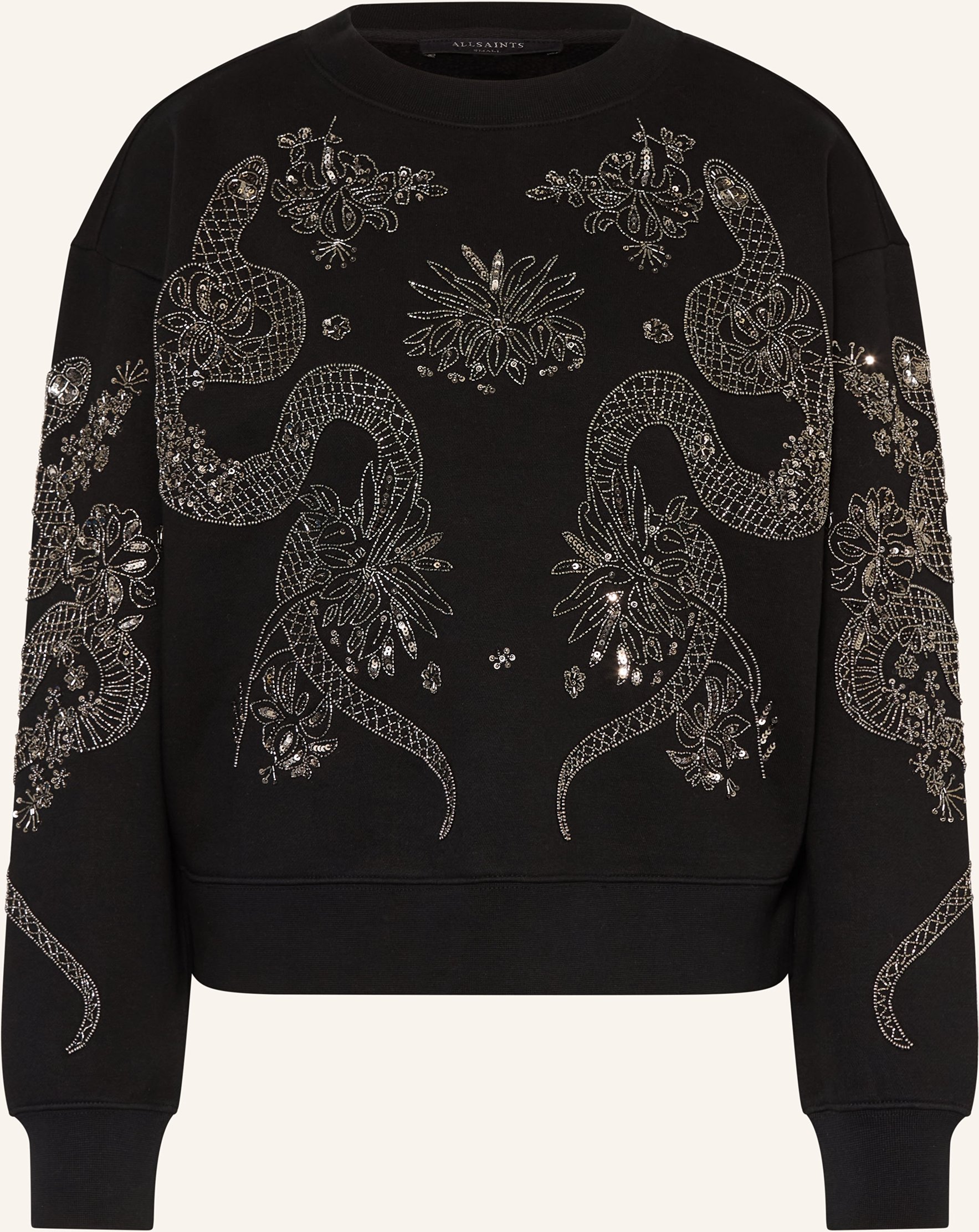 Allsaints Sweatshirt Cecile Pippa Mit Schmuckperlen Und Pailletten schwarz