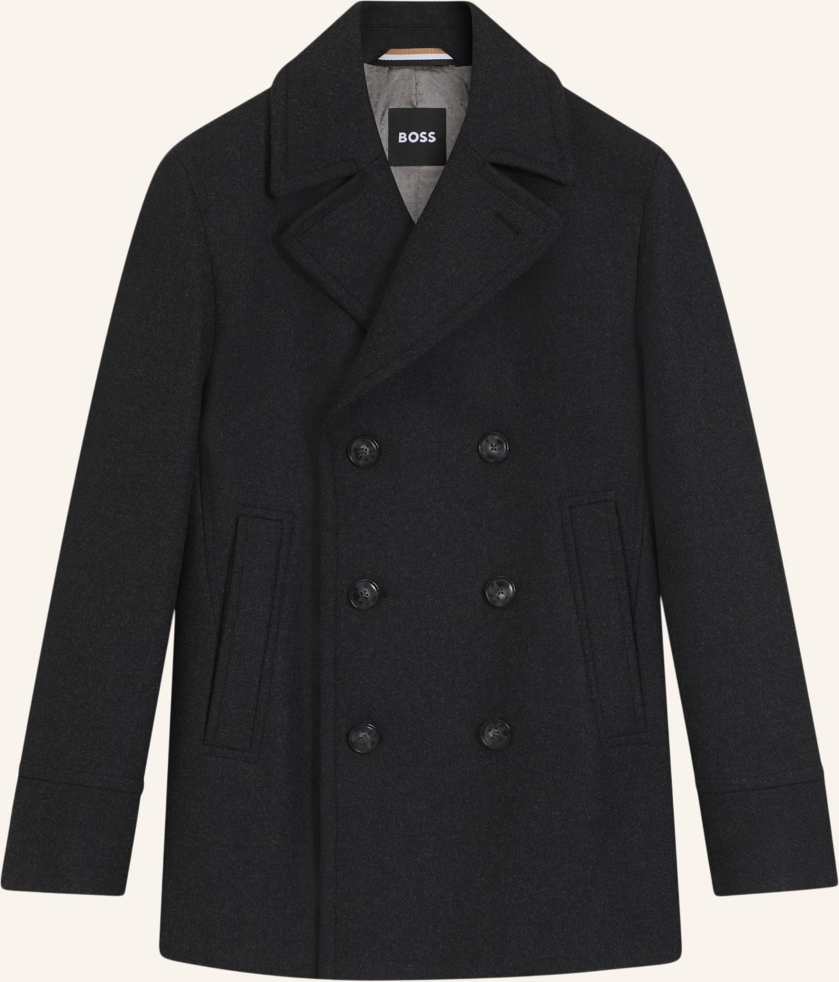 Boss Klassischer Mantel H-Hyde-Pcoat-234 Slim Fit grau