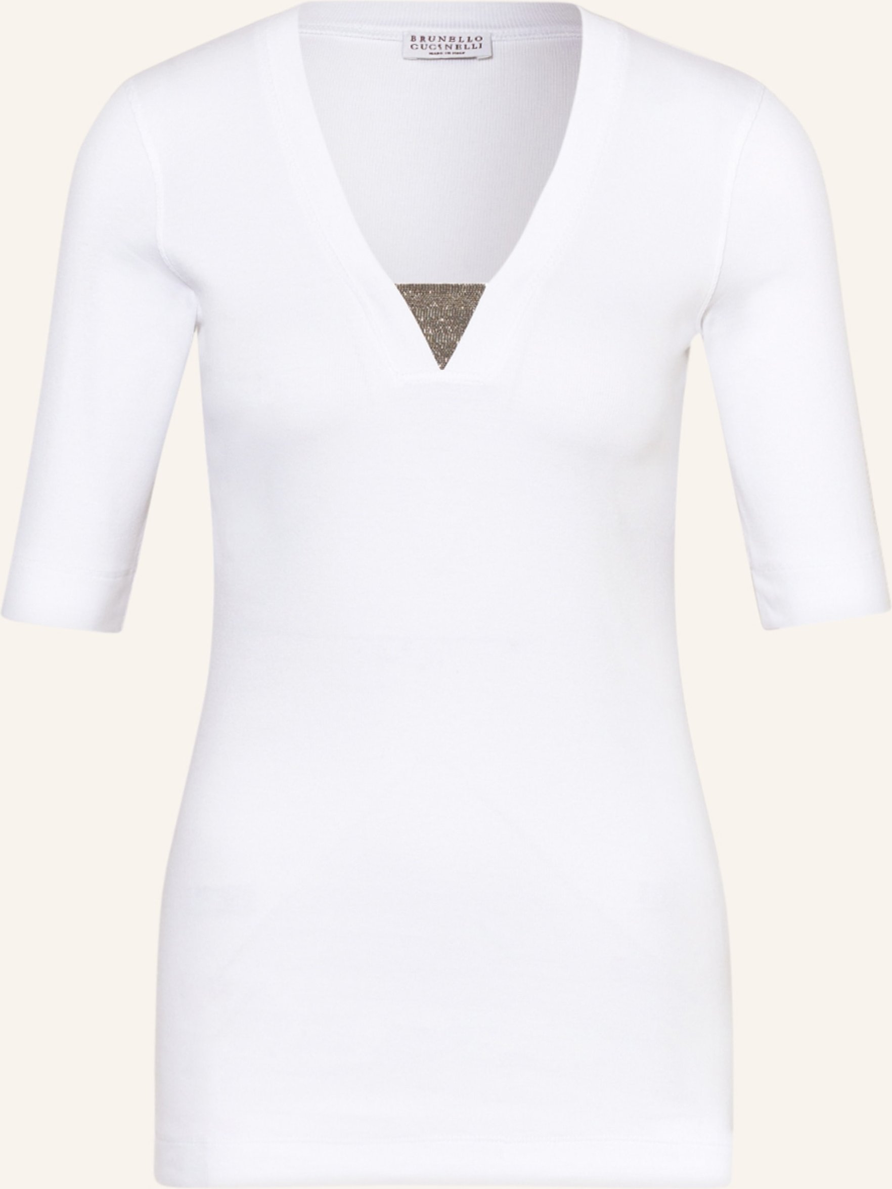 Brunello Cucinelli T-Shirt Mit Schmucksteinbesatz weiss
