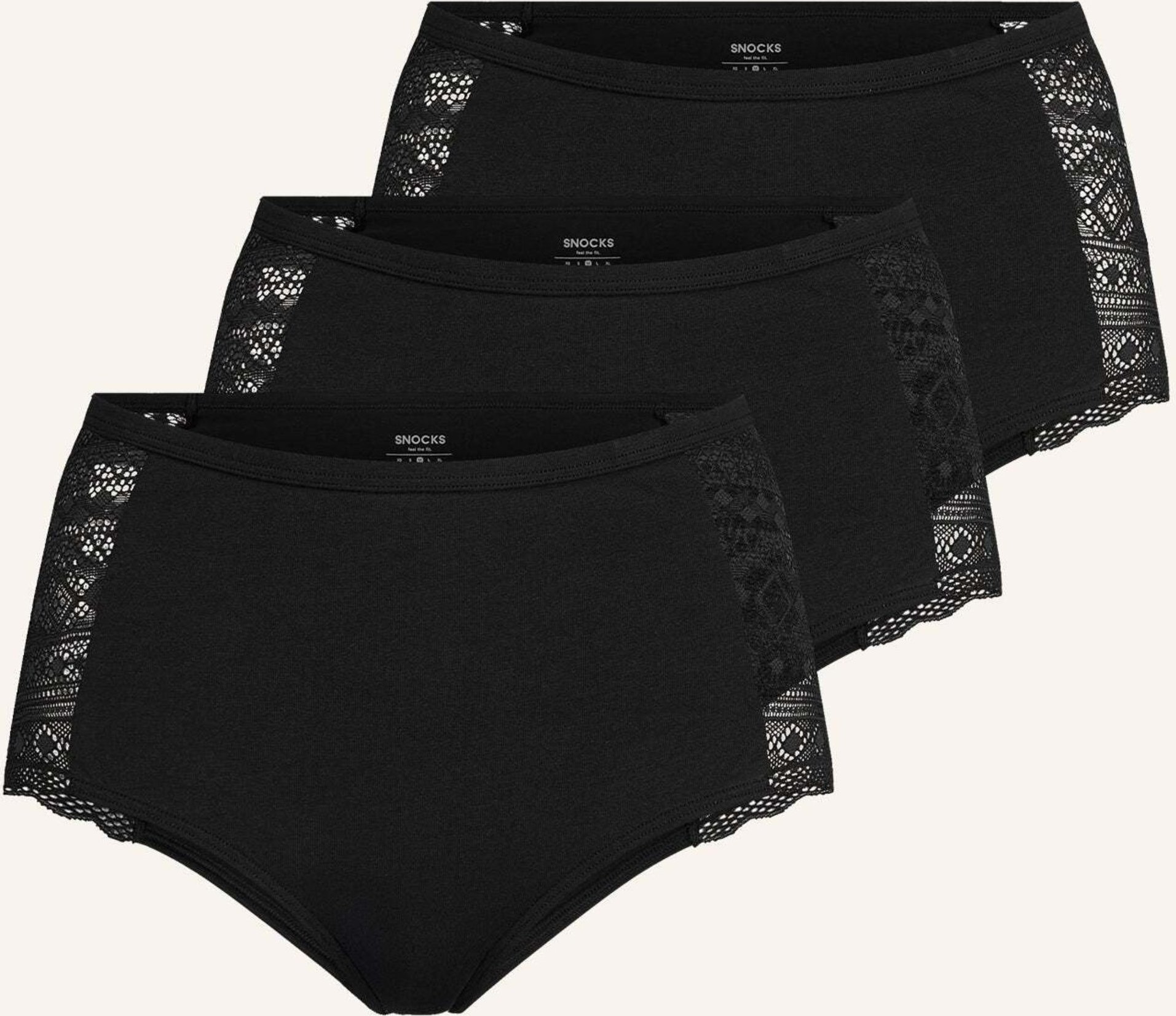 Snocks High Waist Hipster Panties Mit Spitze schwarz