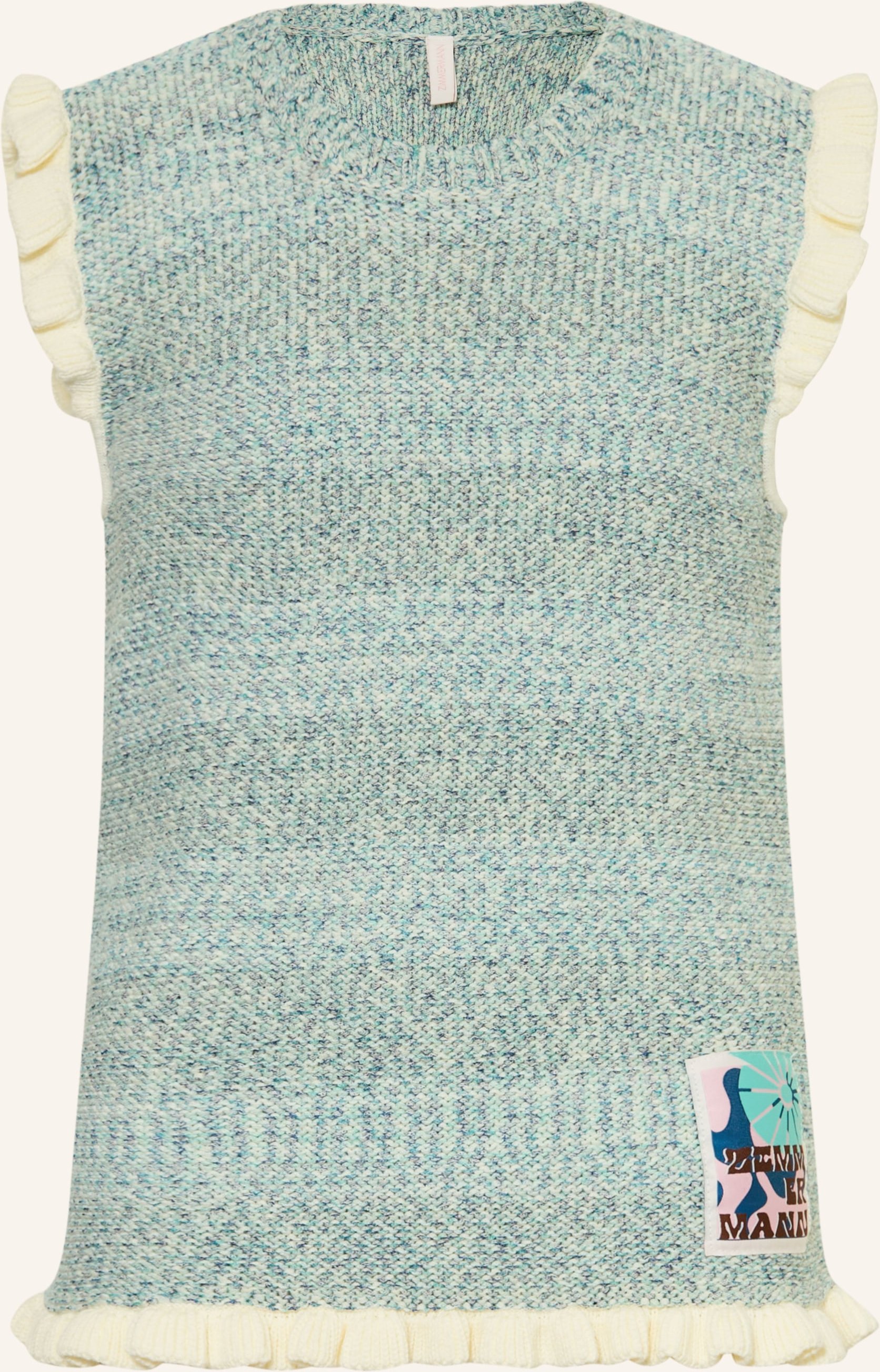 Zimmermann Stricktop Patience Mit Rüschen blau