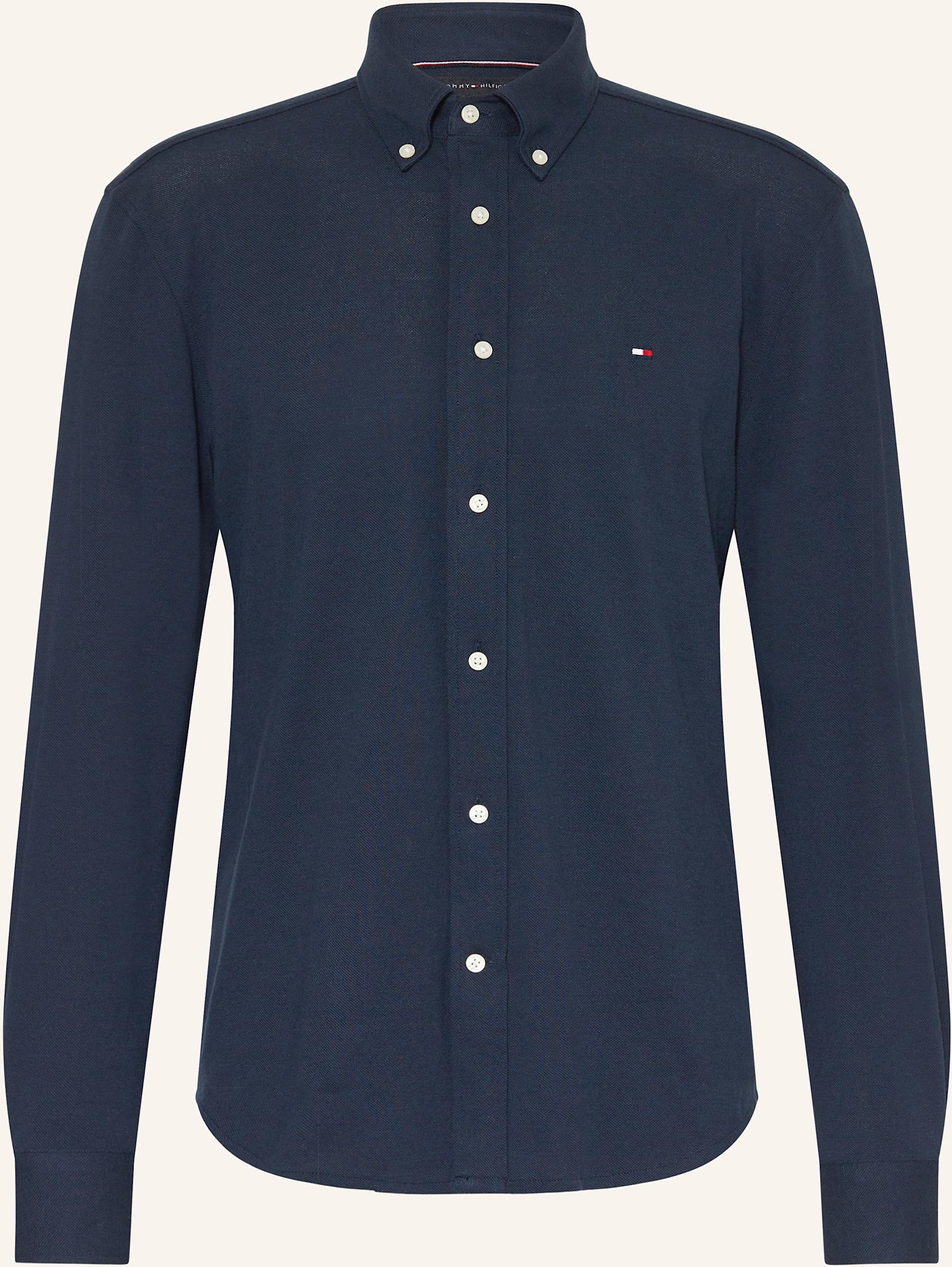 Tommy Hilfiger Piqué-Hemd Regular Fit blau