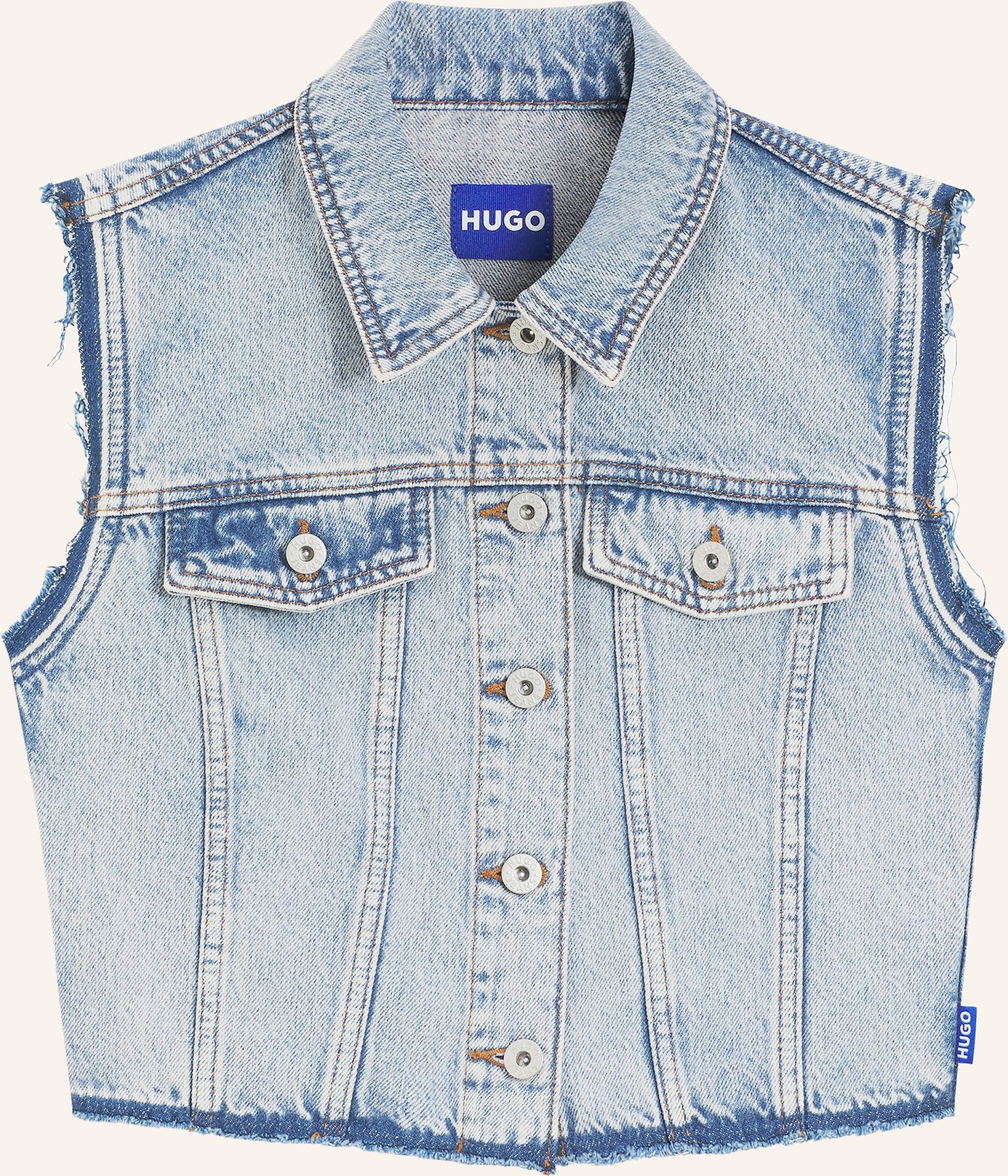 Hugo Cropped-Jeansweste Garis blau