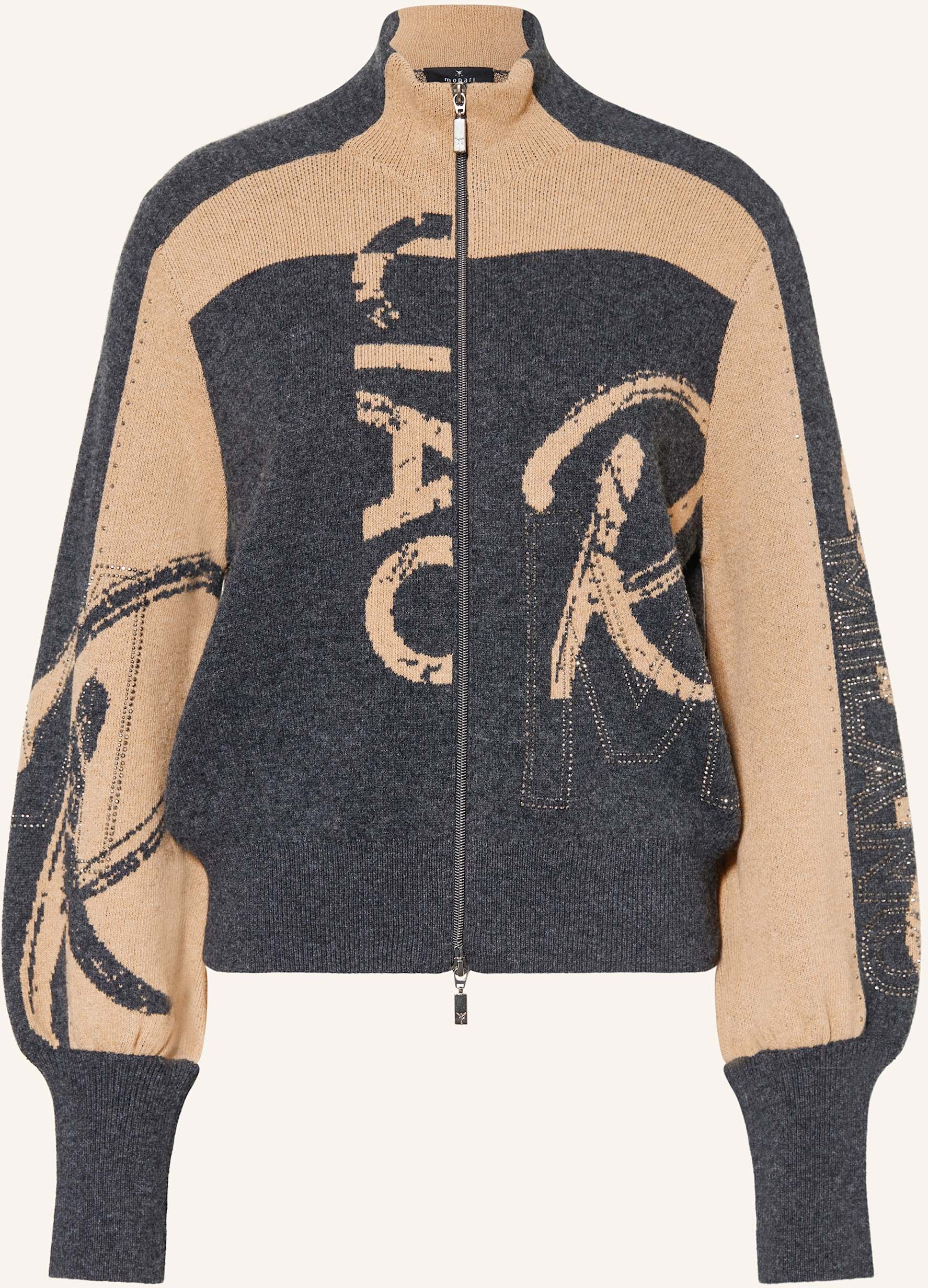 Monari Strickjacke Mit Schmucksteinen grau