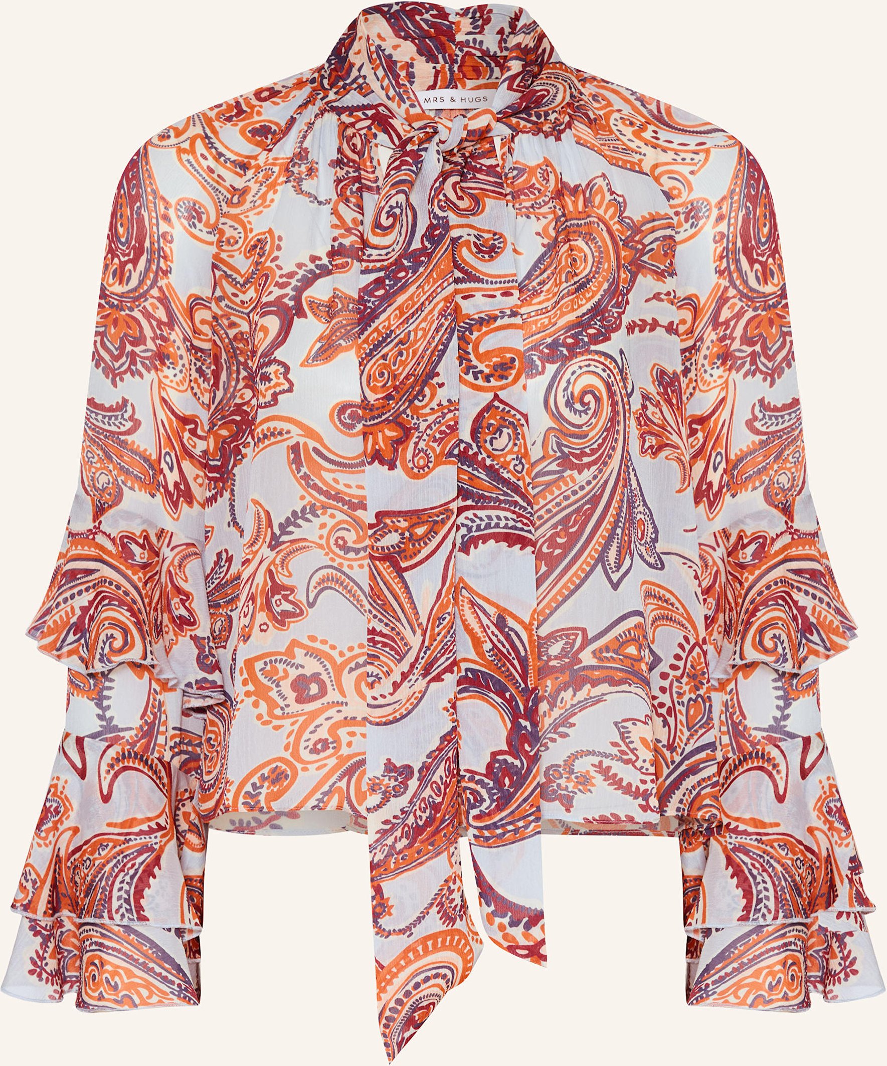 Mrs & Hugs Schluppenbluse Mit Volants braun