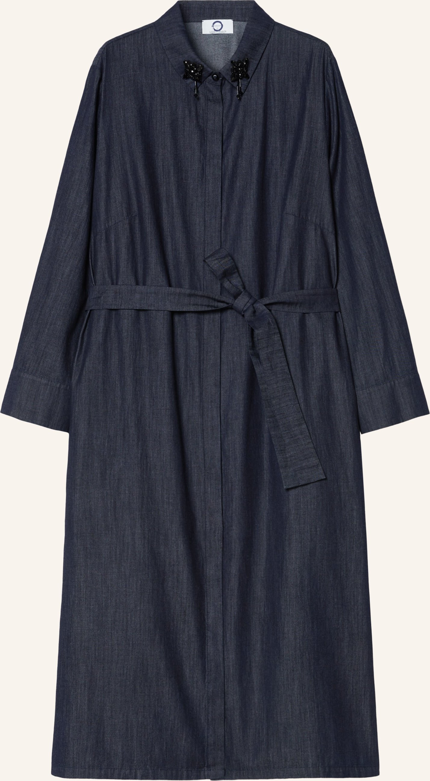 Marina Rinaldi Hemdblusenkleid Mrvriga In Jeansoptik Mit Schmuckperlen blau
