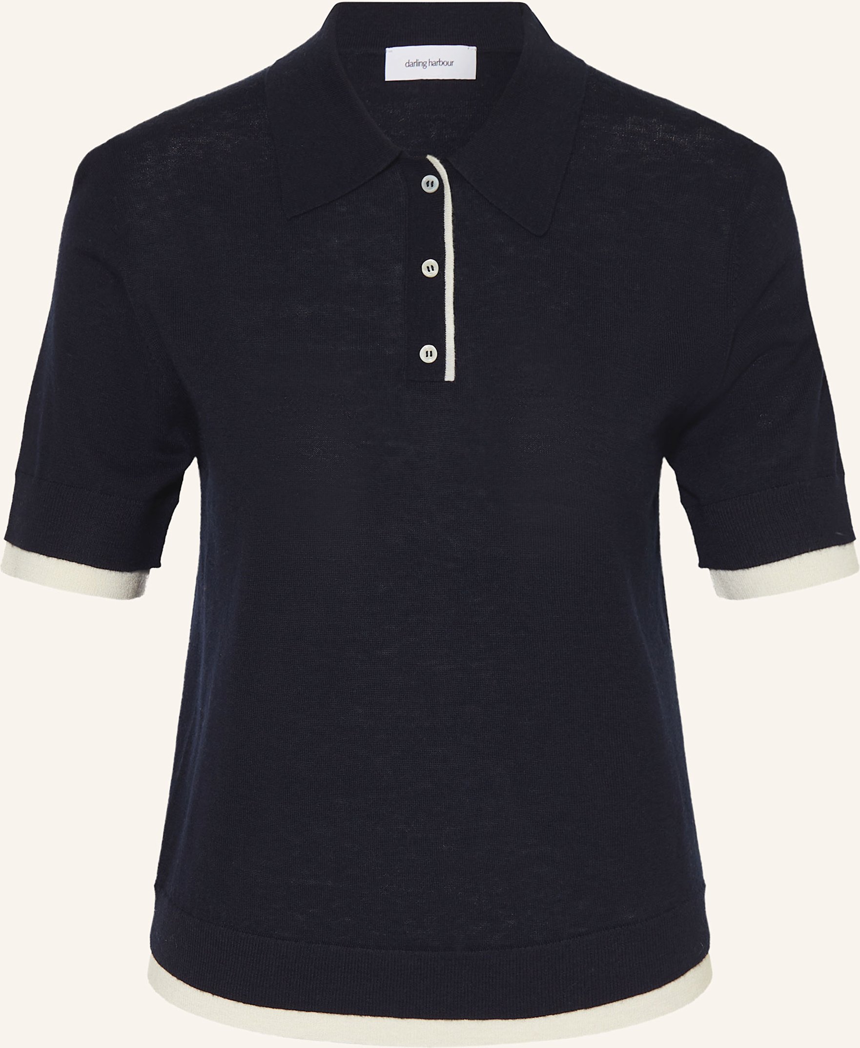 Darling Harbour Strick-Poloshirt blau