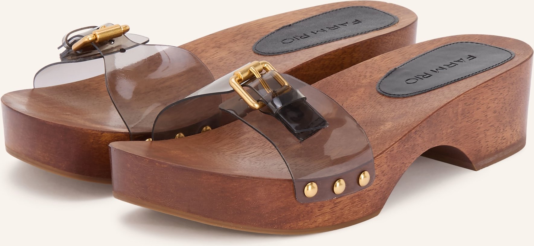 Farm Rio Plateau-Mules Jelly Mit Nieten braun