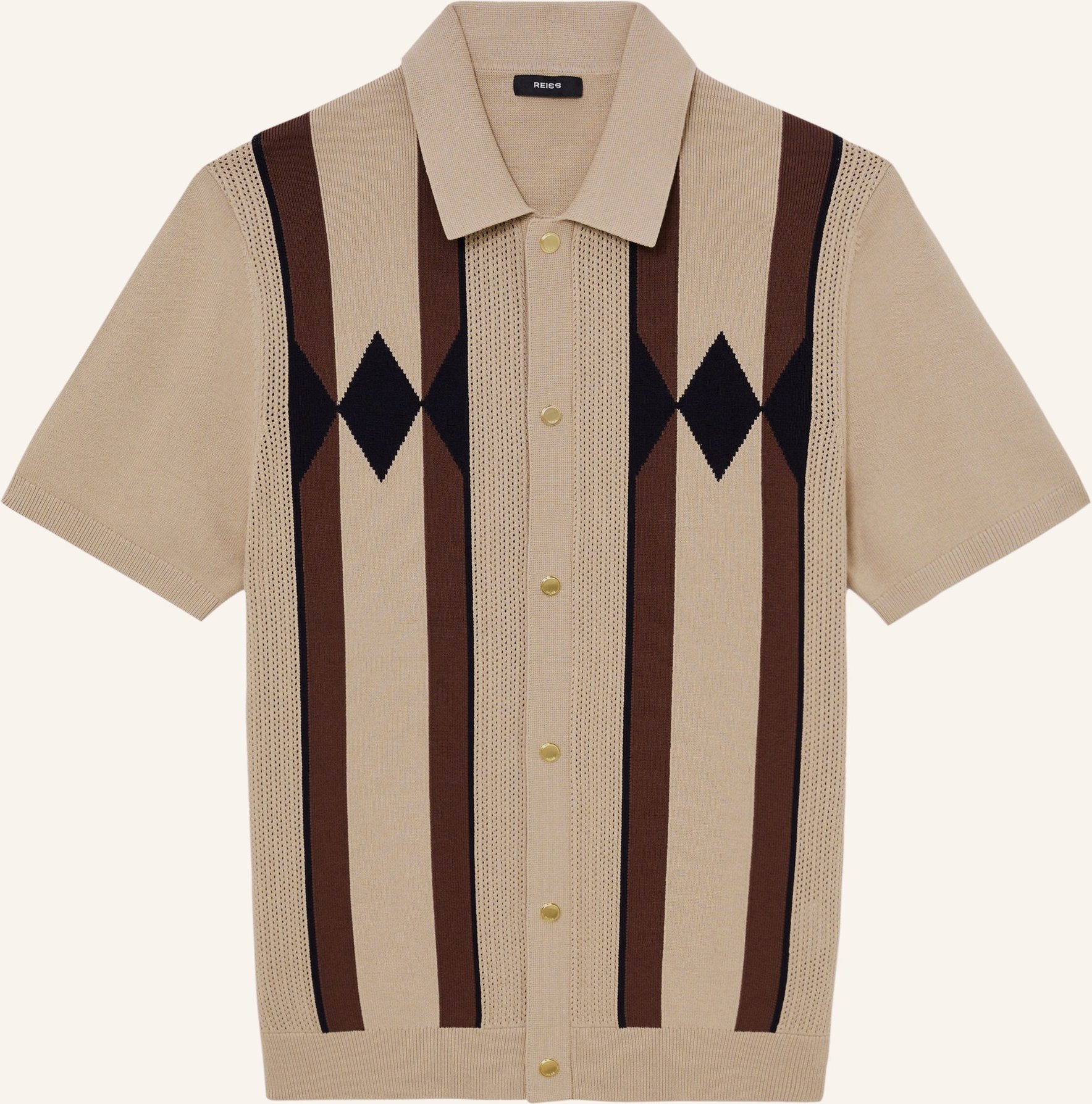 Reiss Strickhemd Axis Slim Fit braun