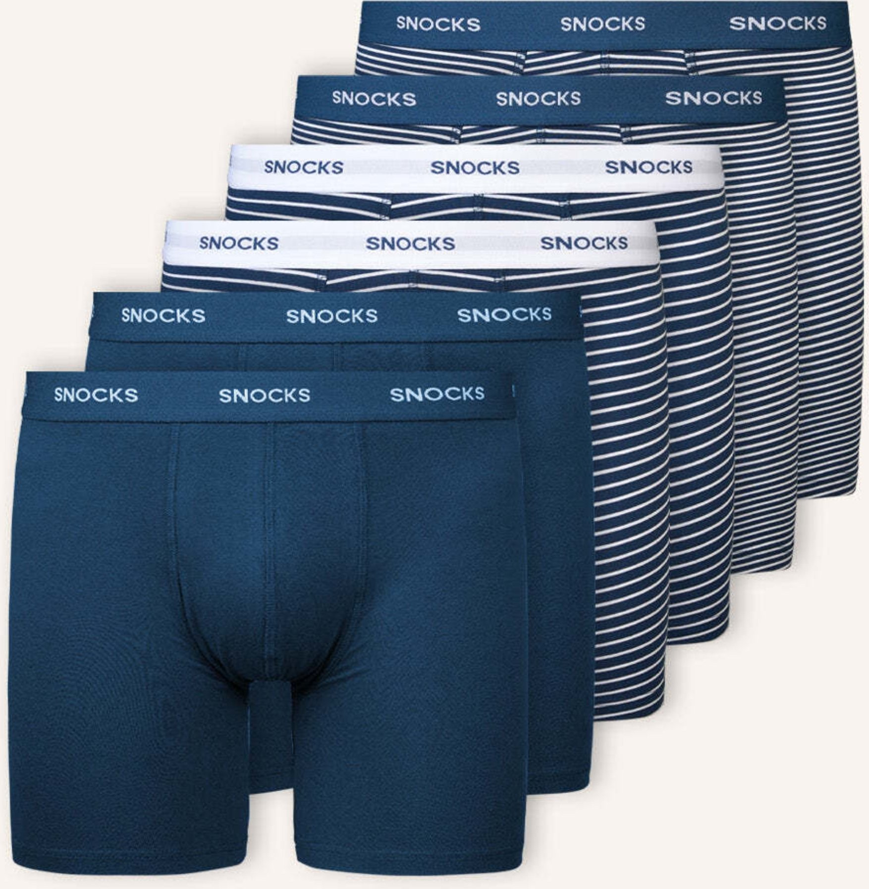 Snocks 6er-Pack Boxershorts Mit Längerem Bein blau