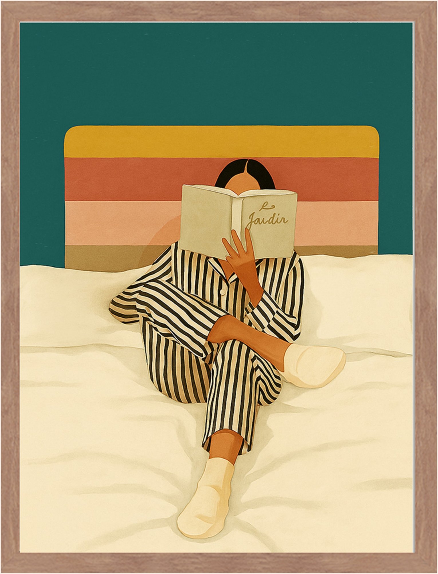 Liv Corday Wandbild Le Jardin Lesen Mit Rahmen braun