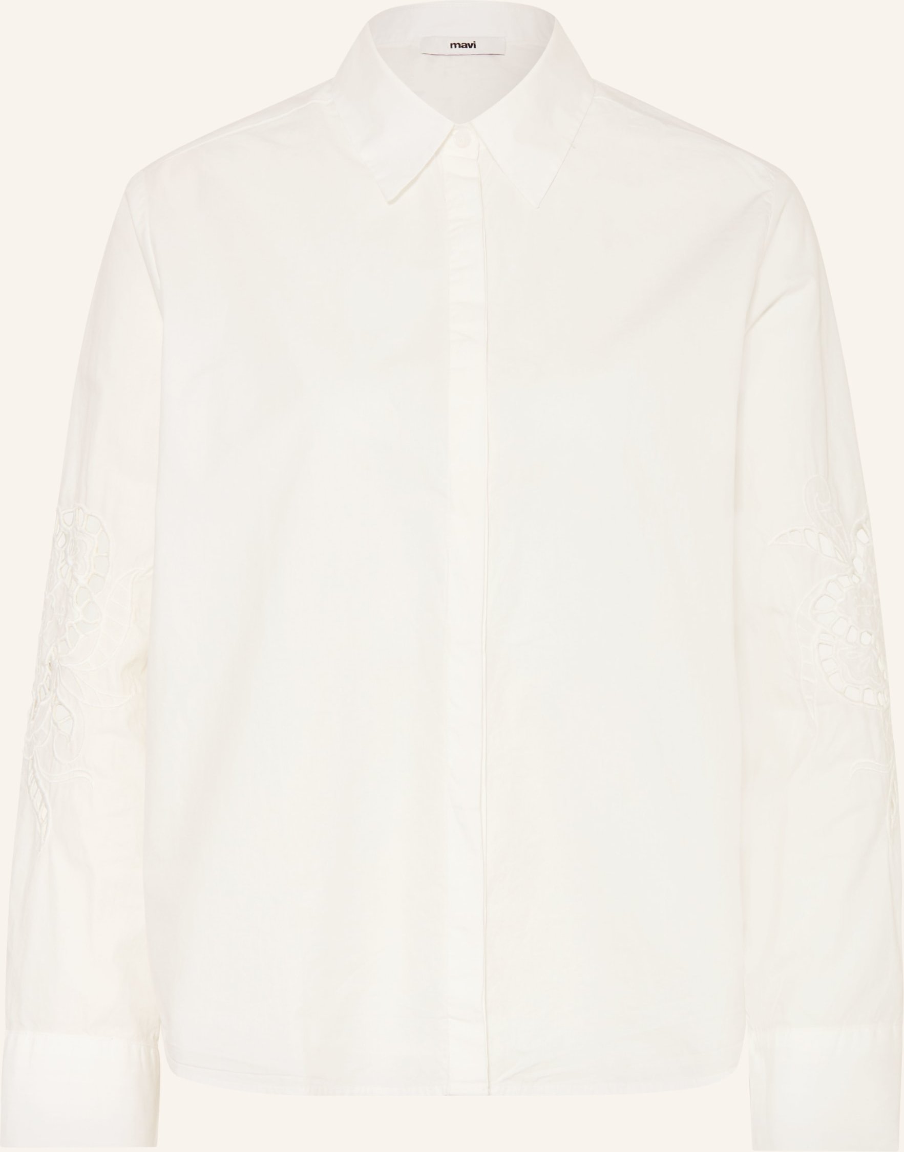 Mavi Hemdbluse Mit Lochspitze weiss