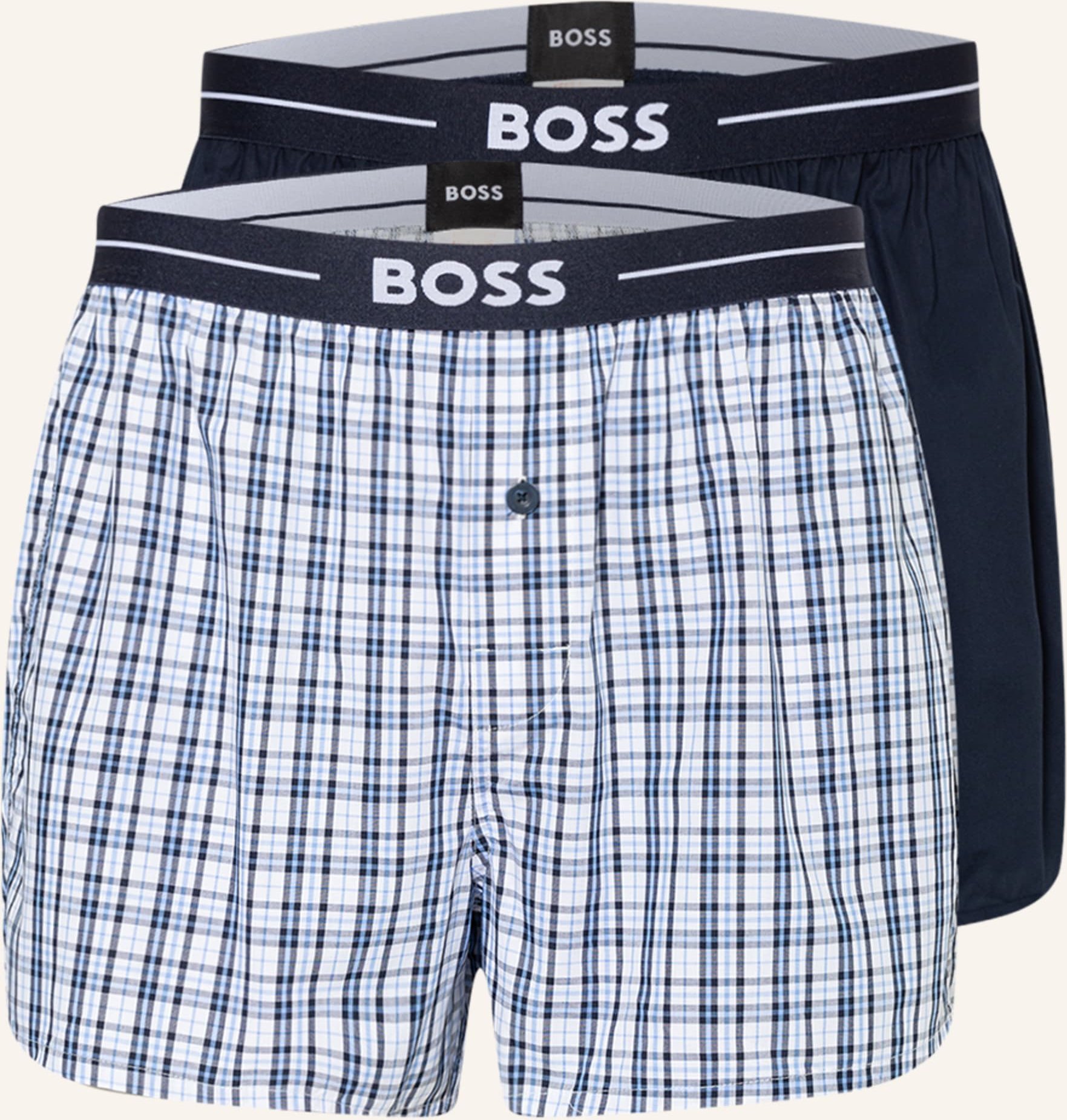 Boss 2er-Pack Web-Boxershorts blau