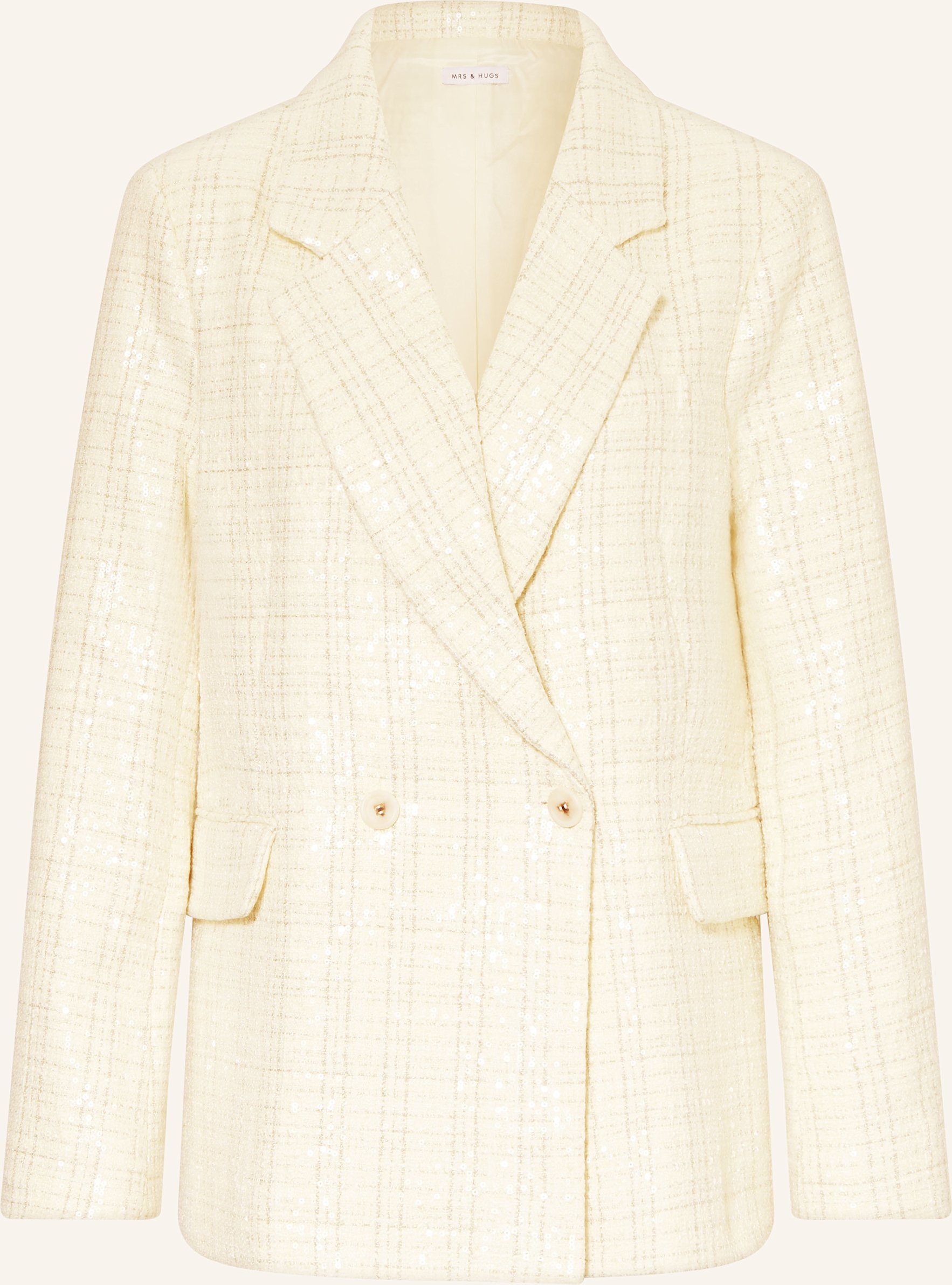 Mrs & Hugs Tweed-Blazer Mit Pailletten beige