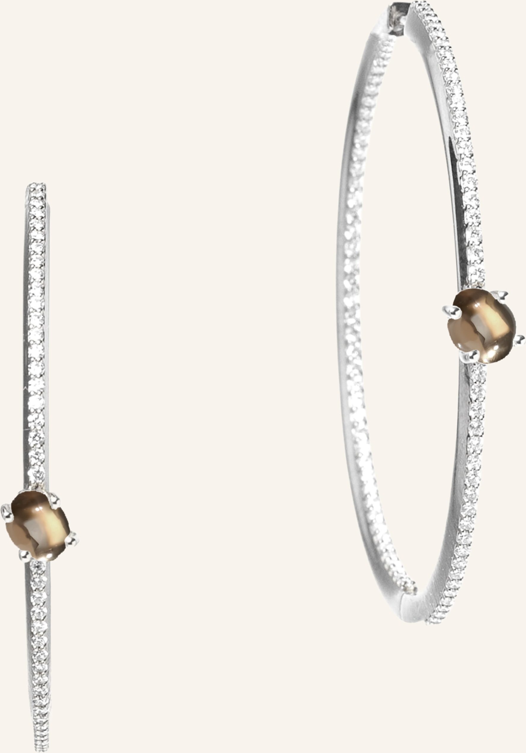 Vieri Ohrring Wolke Rauchquarz Brillant Pavé silber