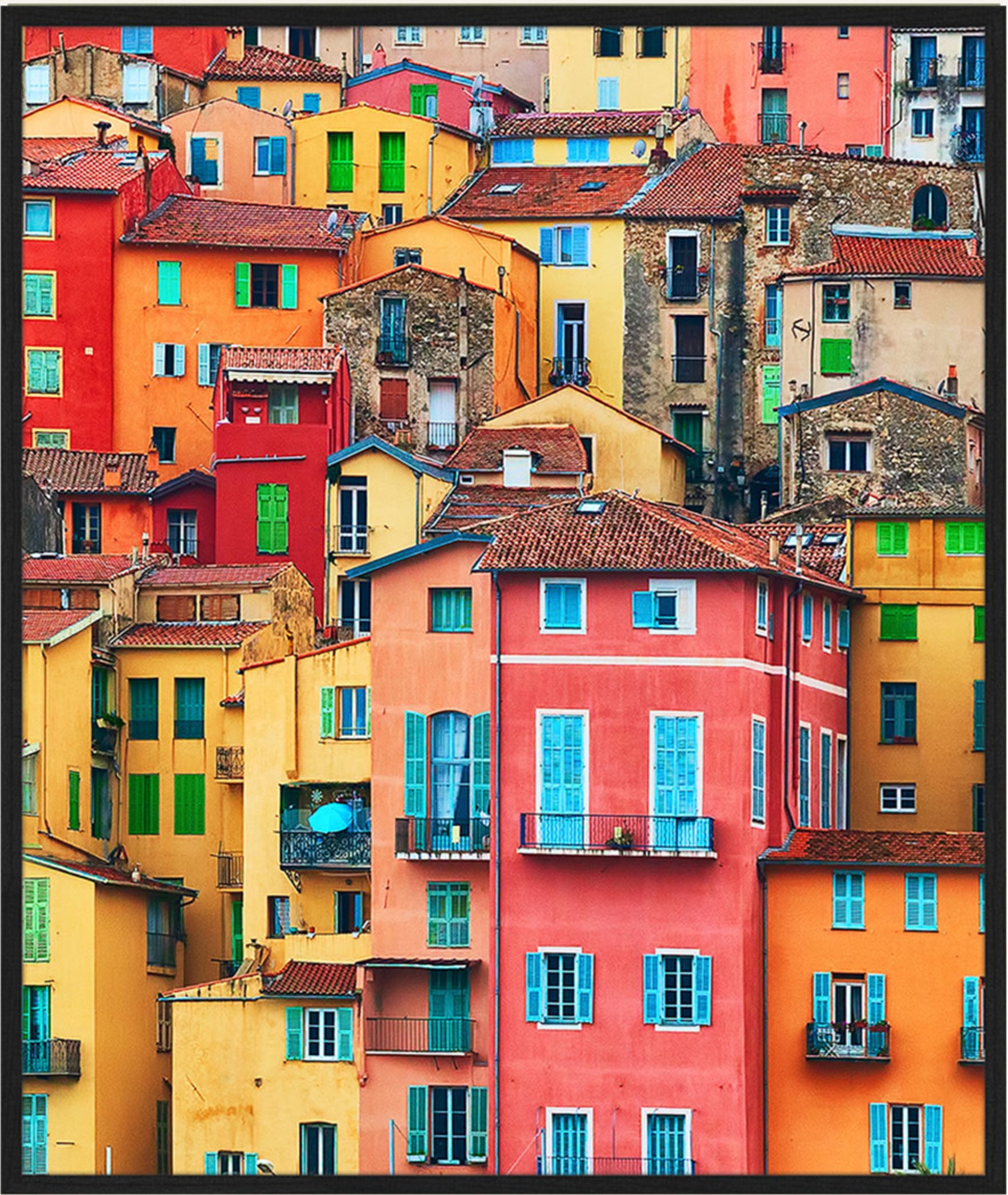 Any Image Wandbild Menton, Cote D'azur, France Mit Rahmen schwarz