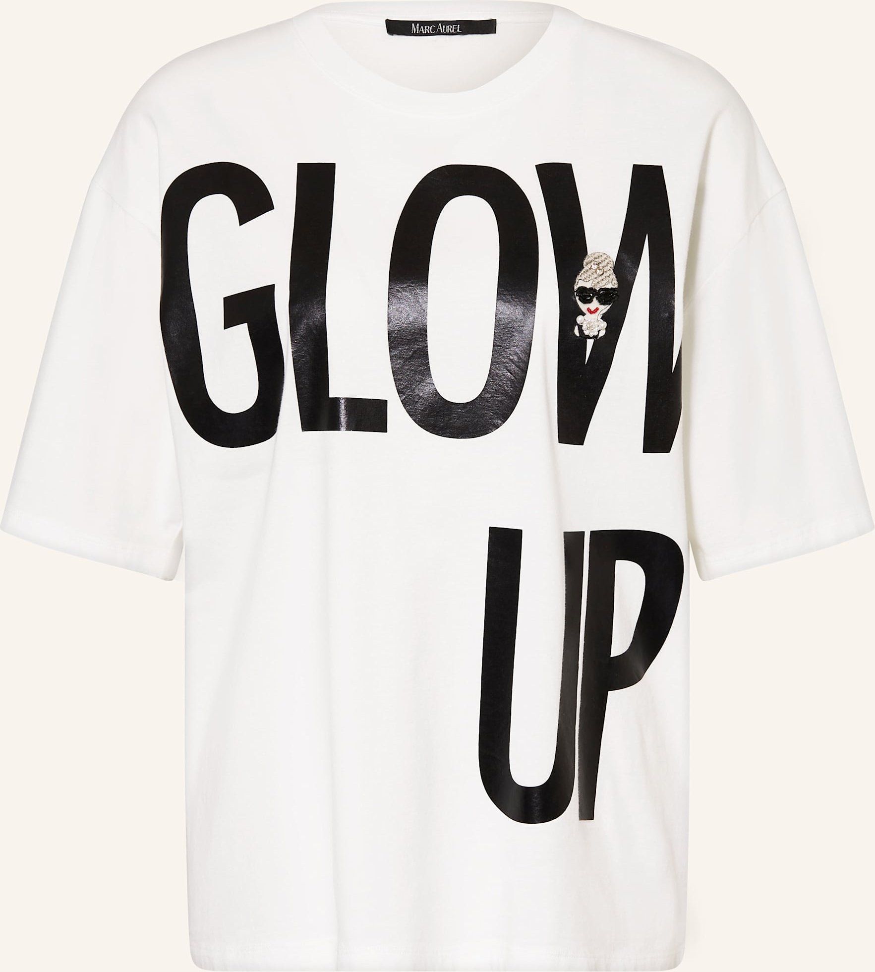 Marc Aurel Oversized-Shirt Mit Schmucksteinen weiss