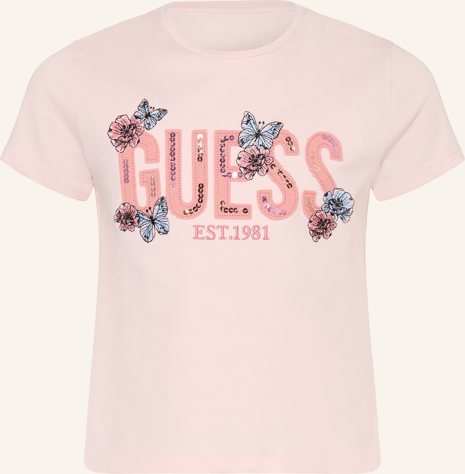 Guess T-Shirt Mit Pailletten rosa