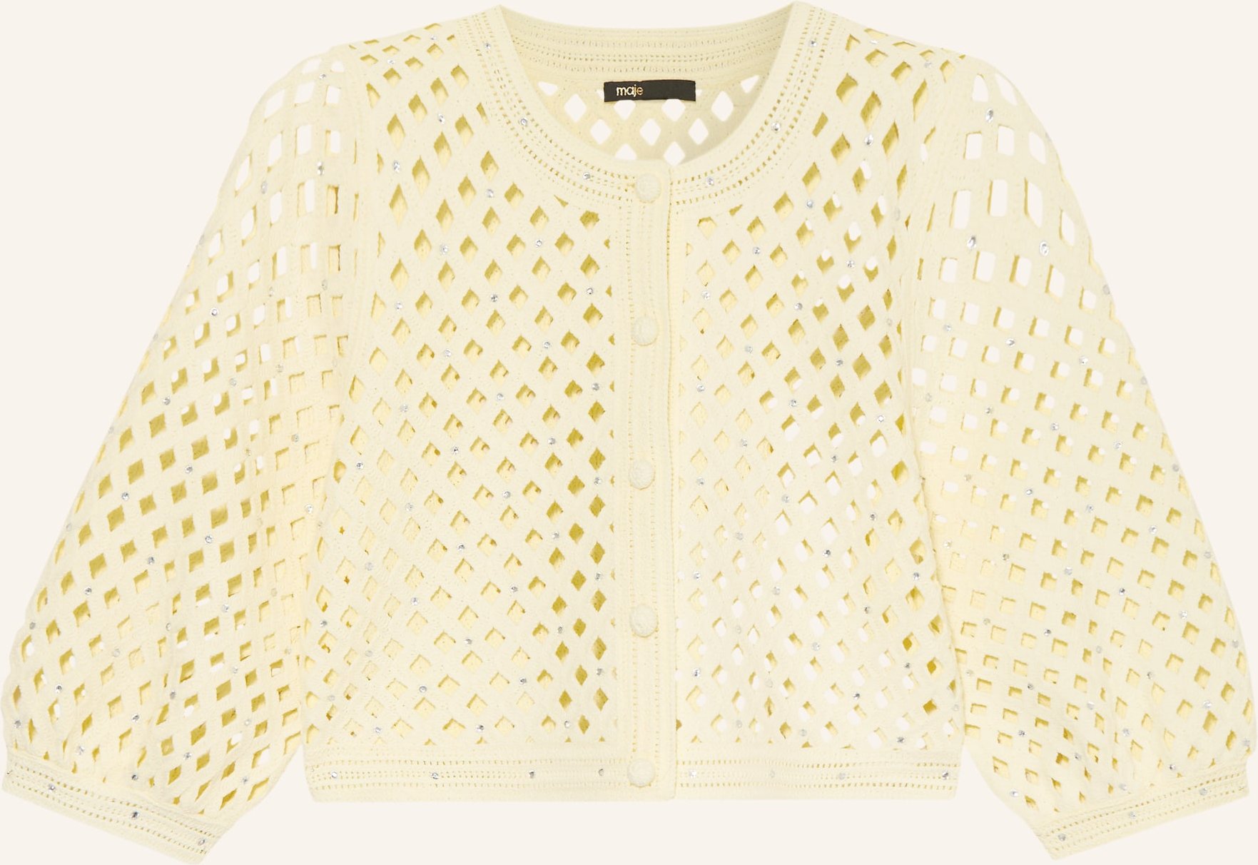 Maje Strickjacke Mit Schmucksteinen Und 3/4-Arm gelb