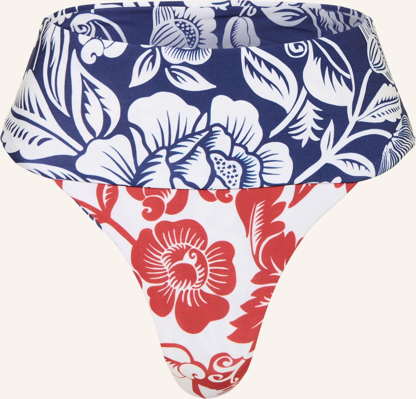 Farm Rio High-Waist-Bikini-Hose Cashew And Birds rot