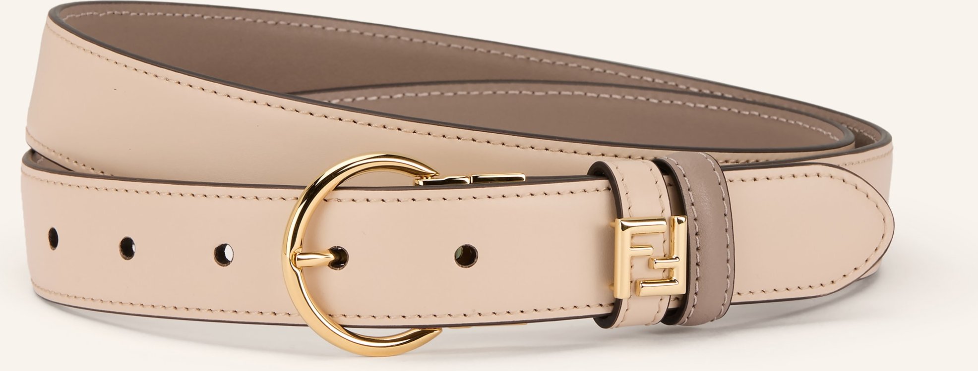 Fendi Ledergürtel Zum Wenden beige