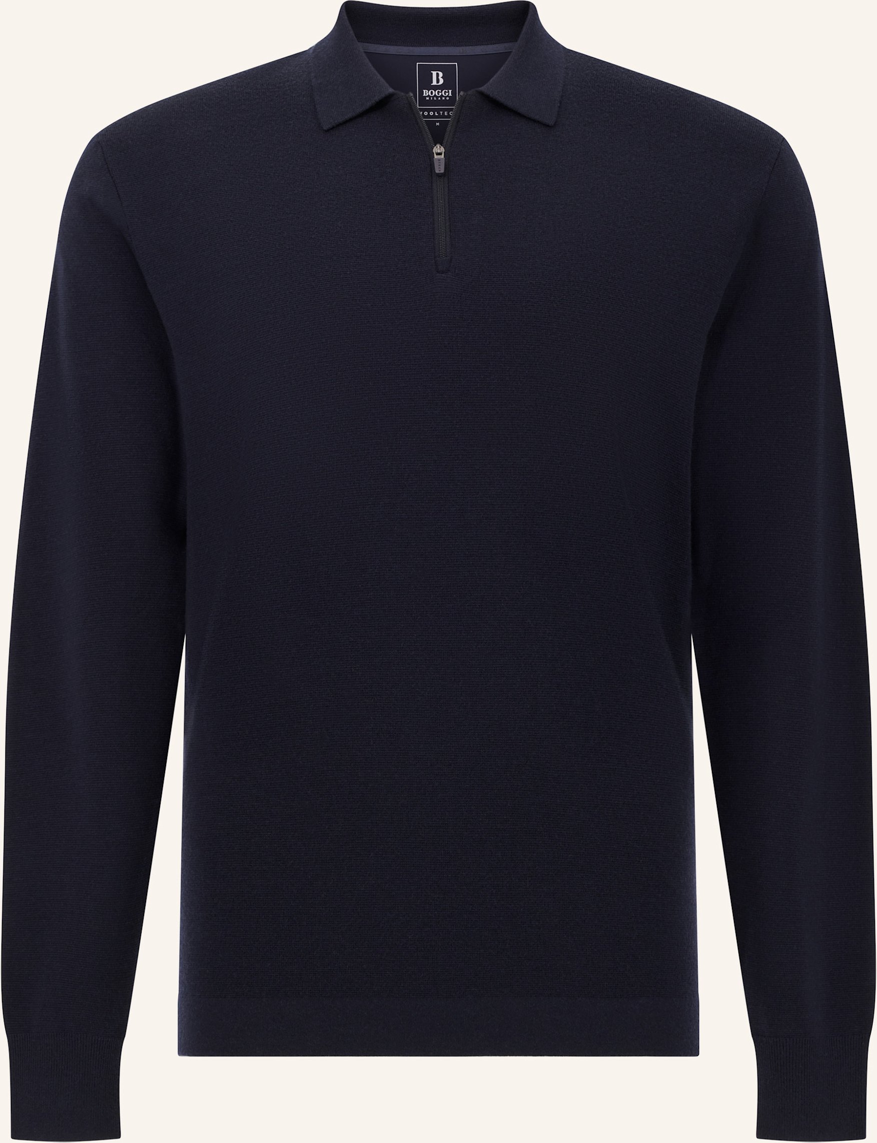 Boggi Milano Knitted Polo Shirt In Superfine Merino Wool blau